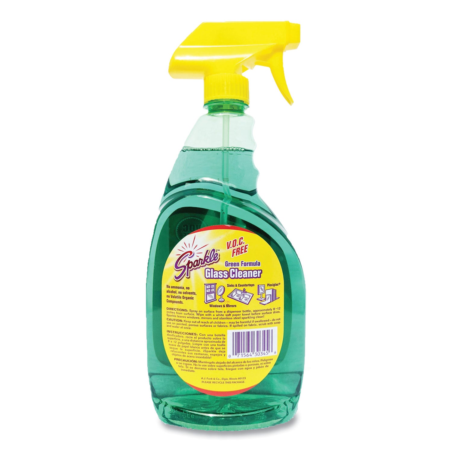 Sparkle Green Formula Glass Cleaner, 33.8 Oz Bottle
