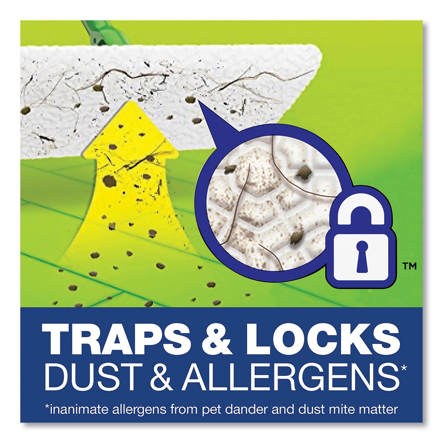 Swiffer® Sweeper Mop, 10 X 4.8 White Cloth Head, 46" Green/silver Aluminum/plastic Handle, 3/carton