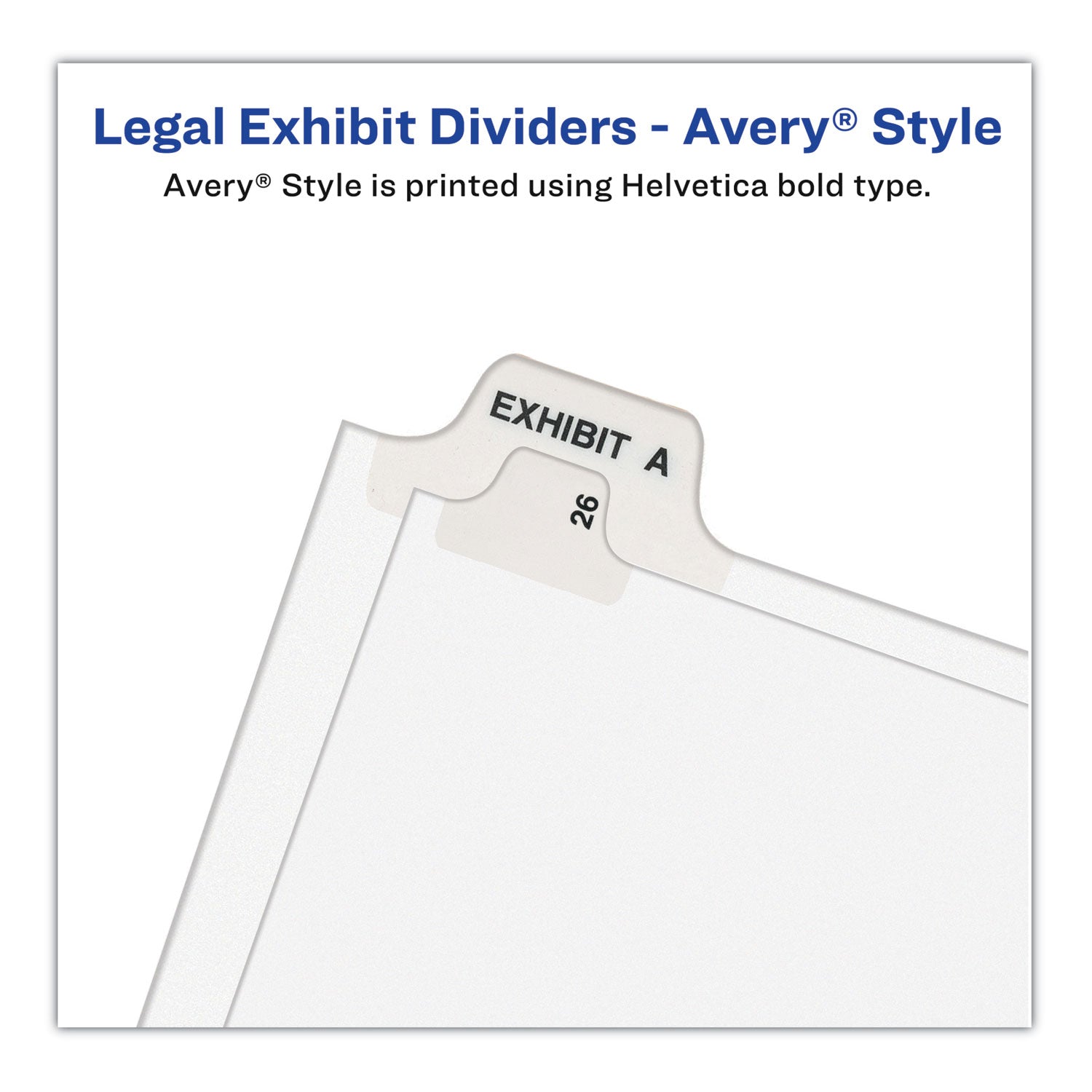 Avery® Preprinted Legal Exhibit Side Tab Index Dividers, Avery Style, 25-Tab, 276 To 300, 11 X 8.5, White, 1 Set, (1341)
