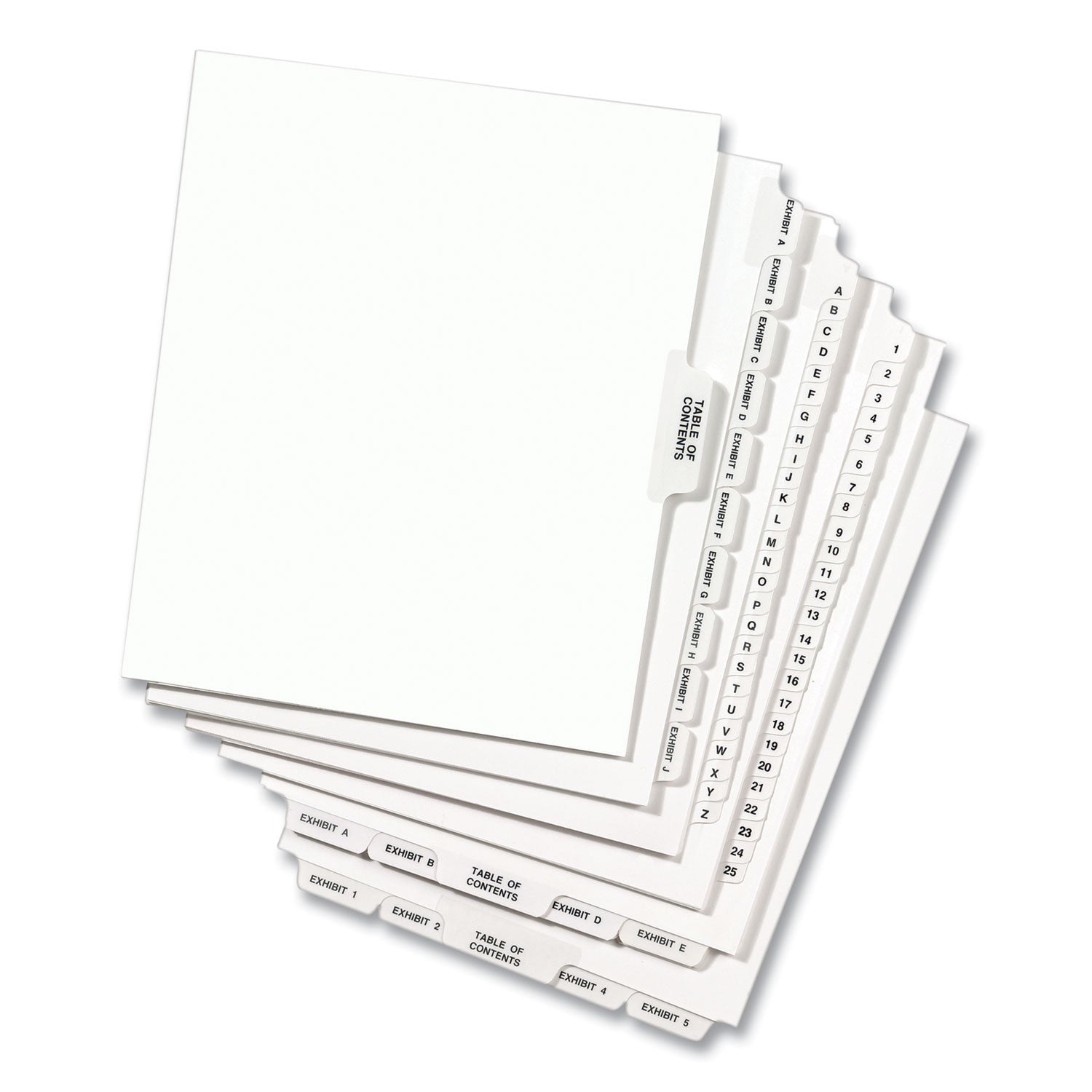 Avery® Preprinted Legal Exhibit Side Tab Index Dividers, Avery Style, 10-Tab, 11, 11 X 8.5, White, 25/pack