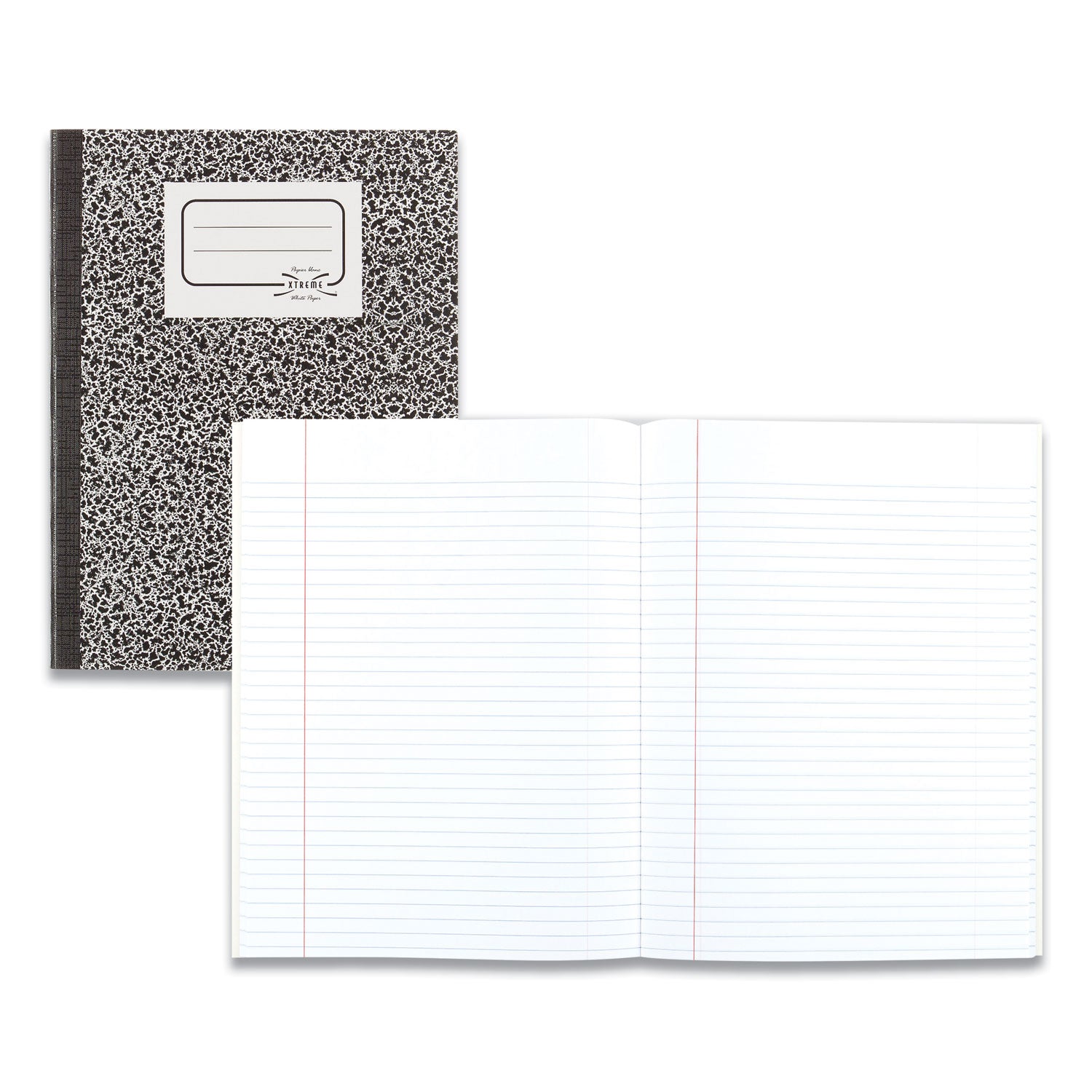National® Composition Book, Medium/College Rule, Black Marble Cover, (80) 11 x 8.38 Sheets