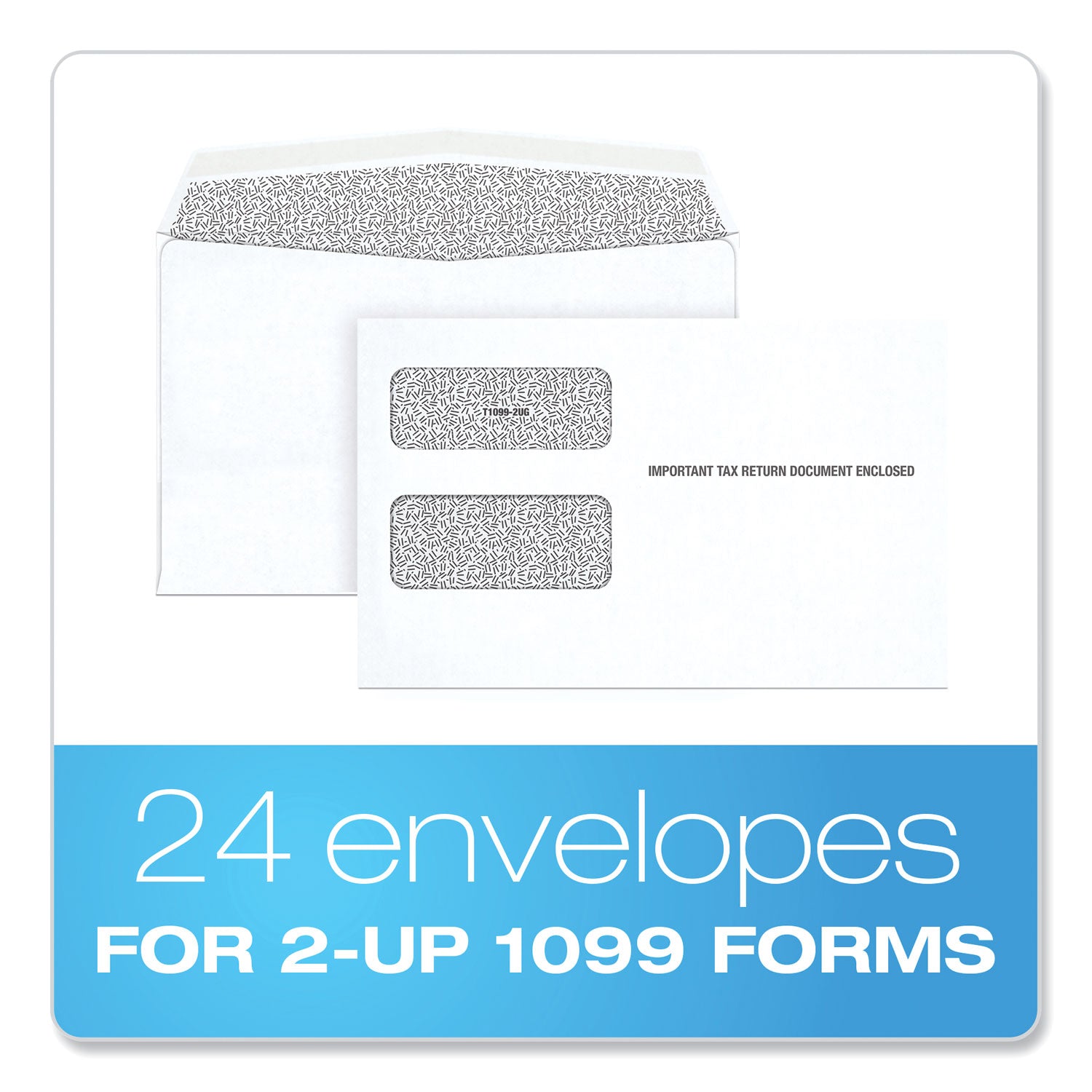 TOPS™ 1099 Double Window Envelope, Commercial Flap, Gummed Closure, 5.63 x 9, White, 24/Pack
