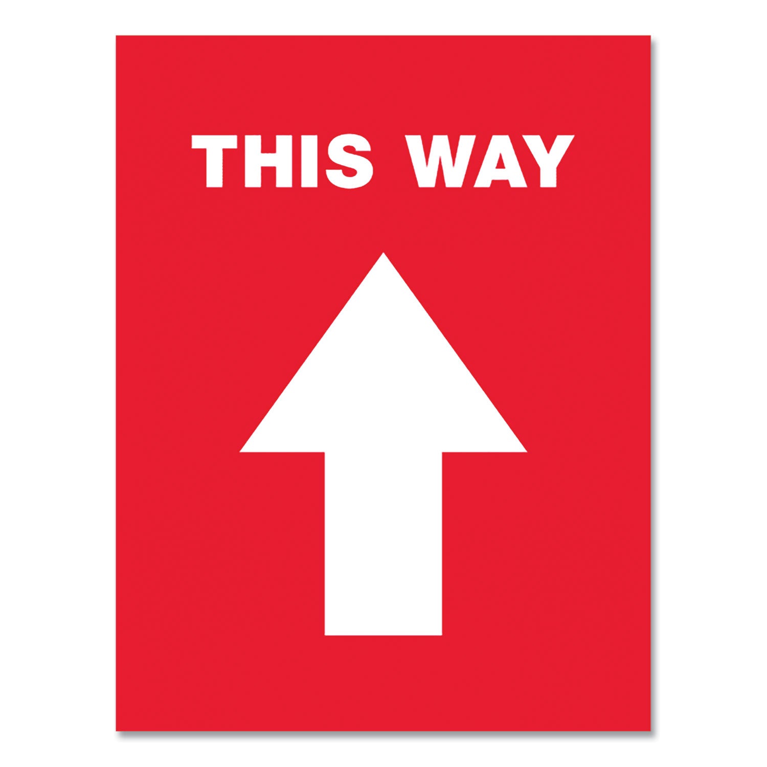 Social Distancing Floor Decals, 8.5 x 11, This Way, Red Face, White Graphics, 5/Pack