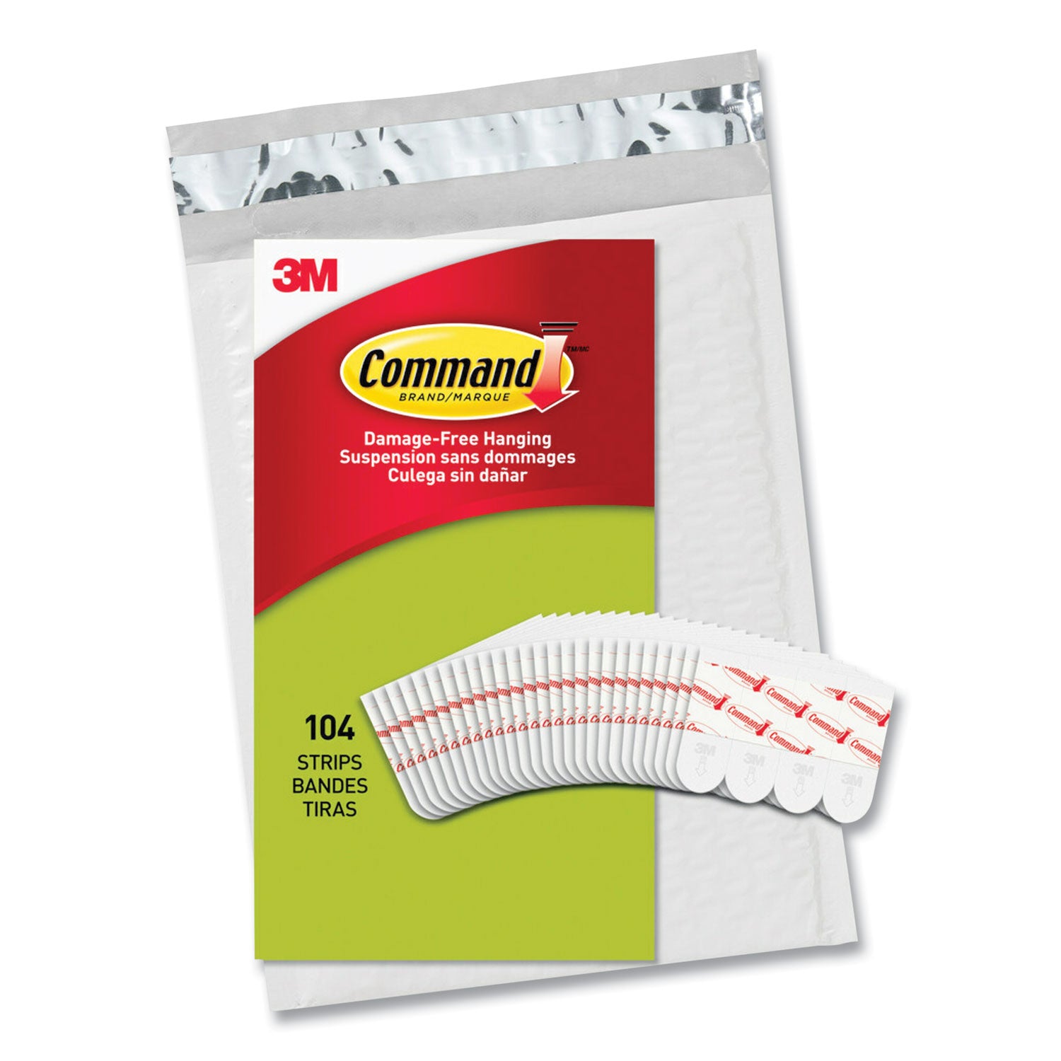 Command™ Poster Strips, Removable, Holds Up To 1 Lb Per Pair, Small, 0.63 X 1.75, White, 104/pack