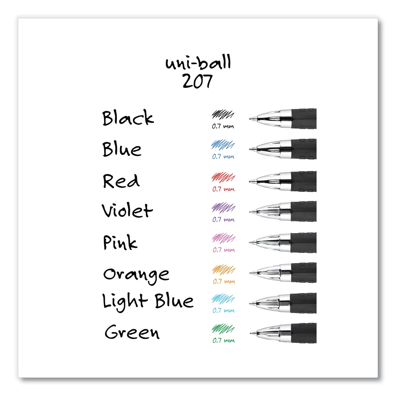 uniball® Signo 207 Gel Pen, Retractable, Medium 0.7 mm, Black Ink, Clear/Black Barrel, 5/Pack