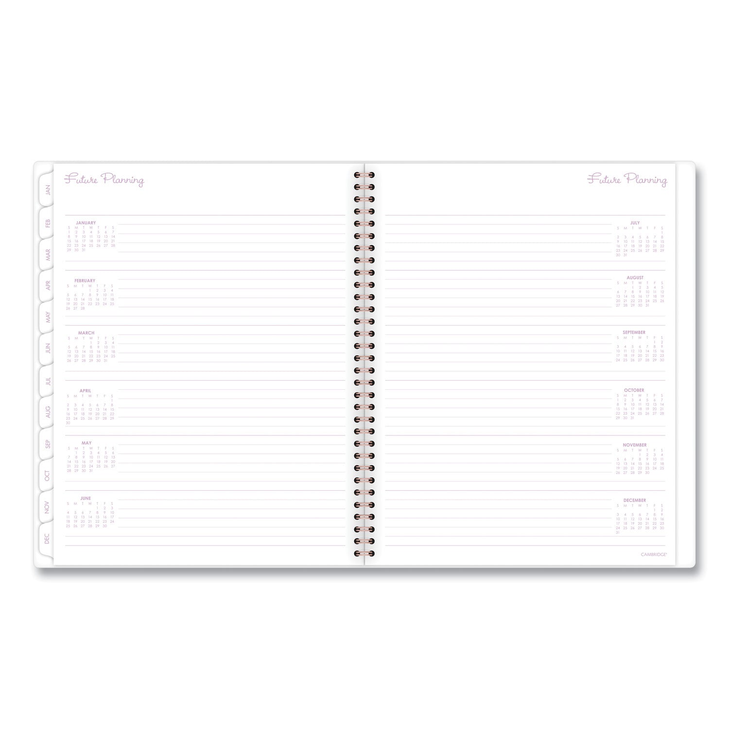 Cambridge® Mina Weekly/Monthly Planner, Floral Artwork, 11 x 8.5, White/Violet/Peach Cover, 12-Month (Jan to Dec): 2025