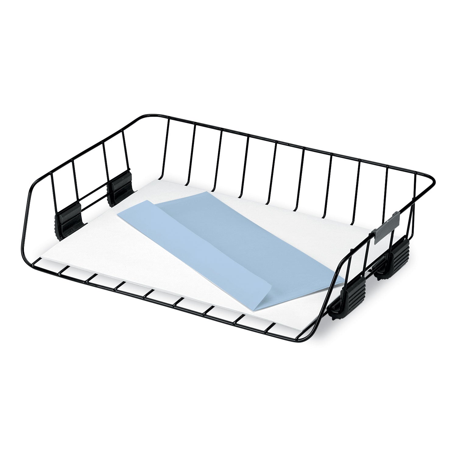 Fellowes® Side-Load Wire Stacking Letter Tray, 1 Section, Letter Size Files, 13.38" X 10.13" X 2.63", Black
