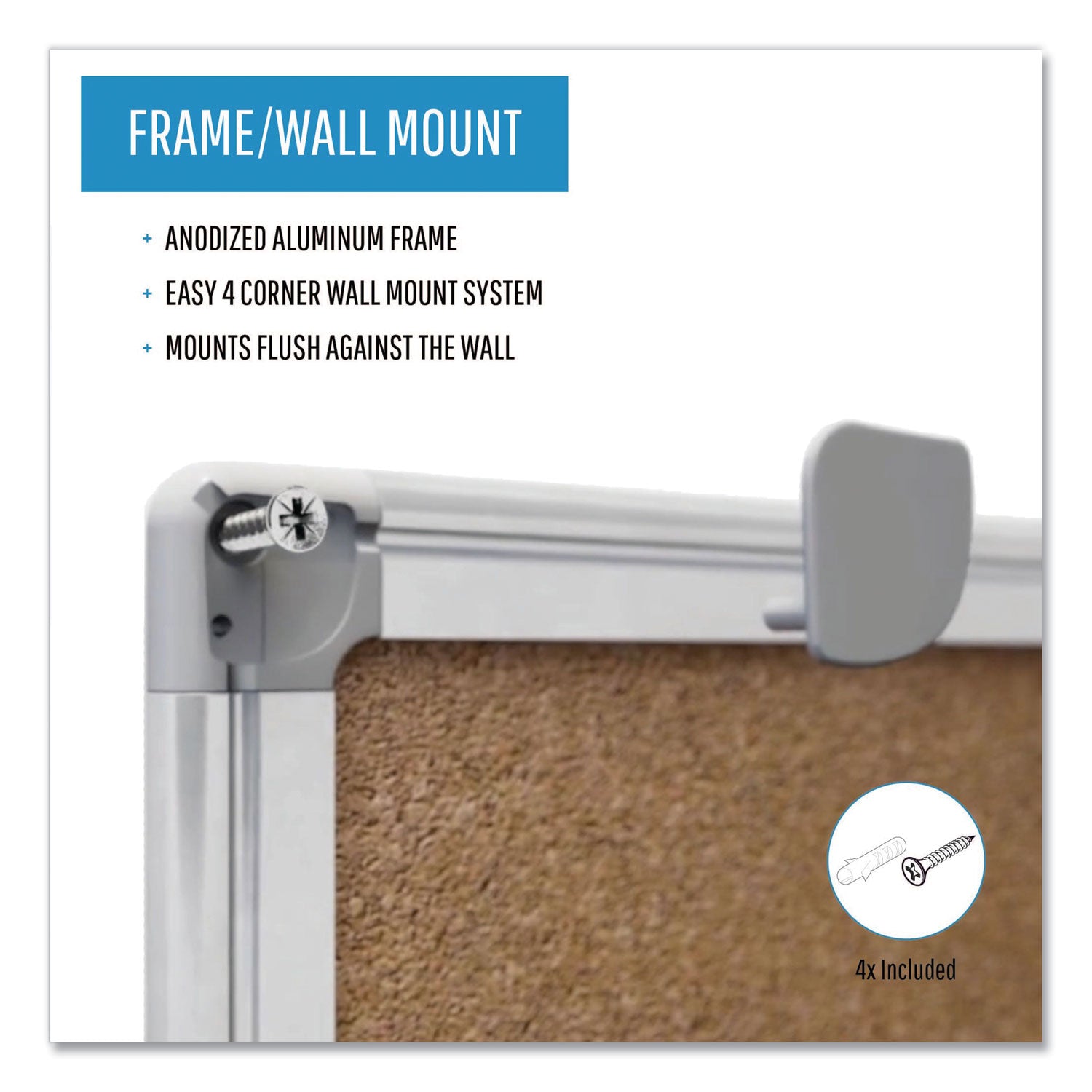 MasterVision® Earth Cork Board, 72" x 48", Tan Surface, Satin Aluminum Frame