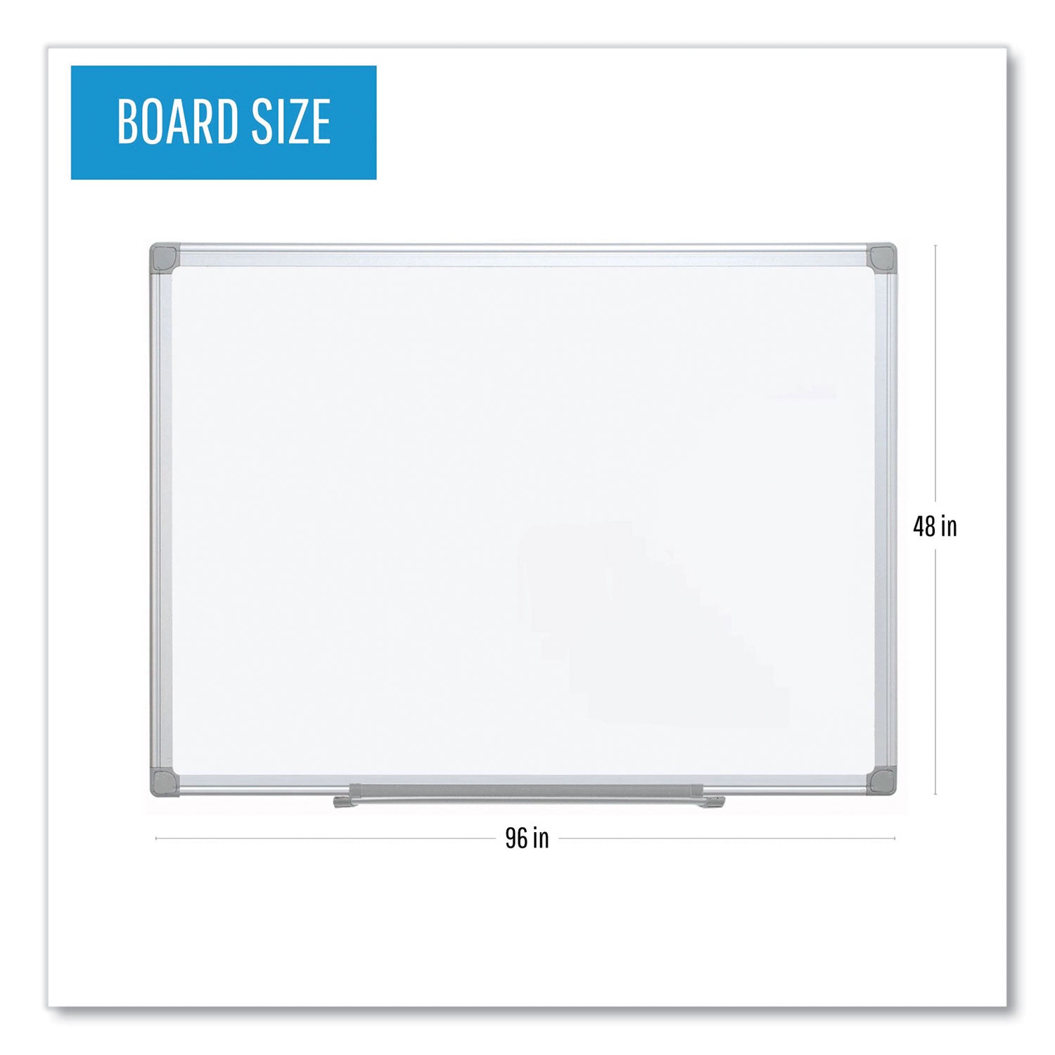 MasterVision® Earth Silver Easy Clean Dry Erase Boards, 96" x 48", White Surface, Satin Aluminum Frame