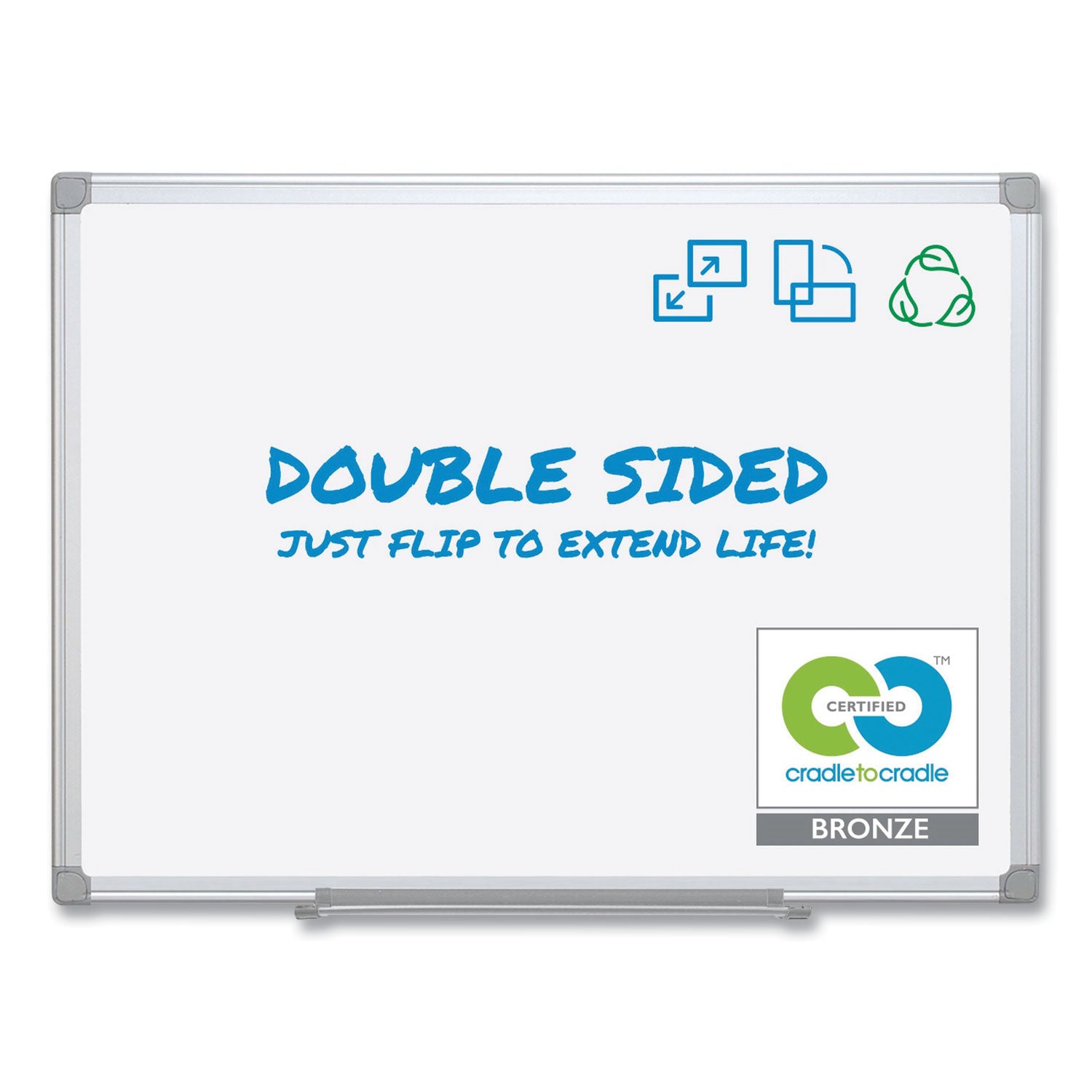 MasterVision® Earth Silver Easy Clean Dry Erase Boards, 72" x 48", White Surface, Satin Aluminum Frame
