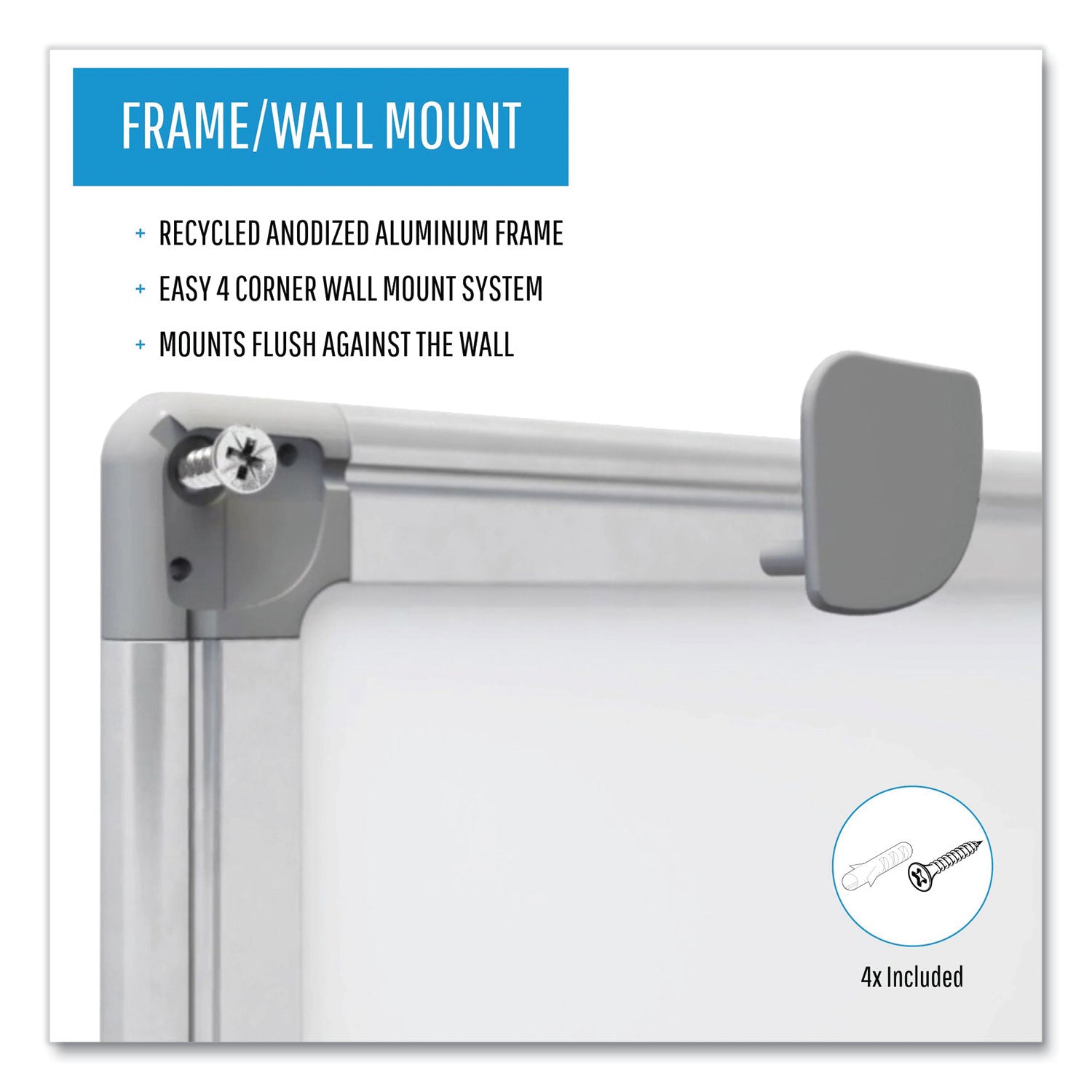 MasterVision® Earth Silver Easy Clean Dry Erase Boards, 72" x 48", White Surface, Satin Aluminum Frame