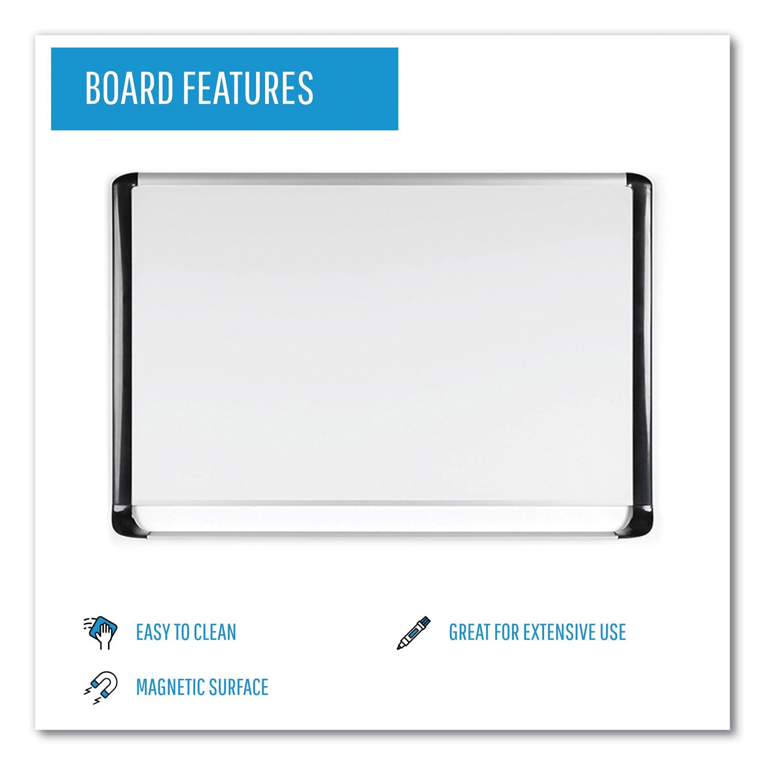 MasterVision® Pure Platinum Dry Erase Board, 96" x 48", White Surface, Silver/Black Aluminum Frame