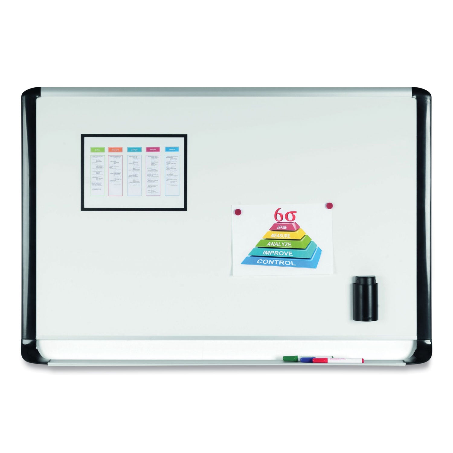 MasterVision® Pure Platinum Dry Erase Board, 96" x 48", White Surface, Silver/Black Aluminum Frame