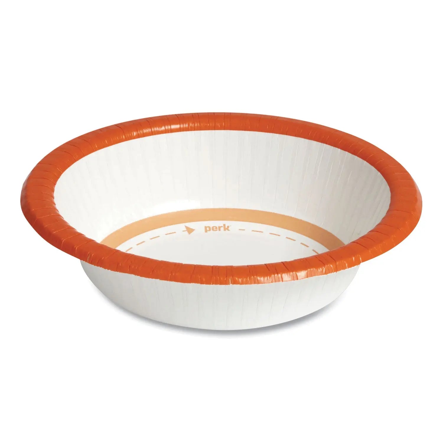Heavy-Weight Paper Bowls, 12 oz, White/Orange, 125/Pack, 4 Packs/Carton Perk™ Flipcost