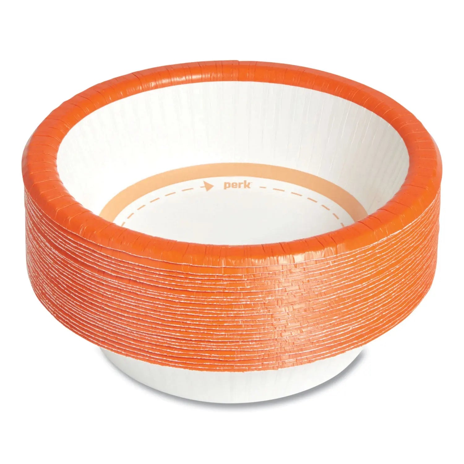 Heavy-Weight Paper Bowls, 12 oz, White/Orange, 125/Pack, 4 Packs/Carton Perk™ Flipcost