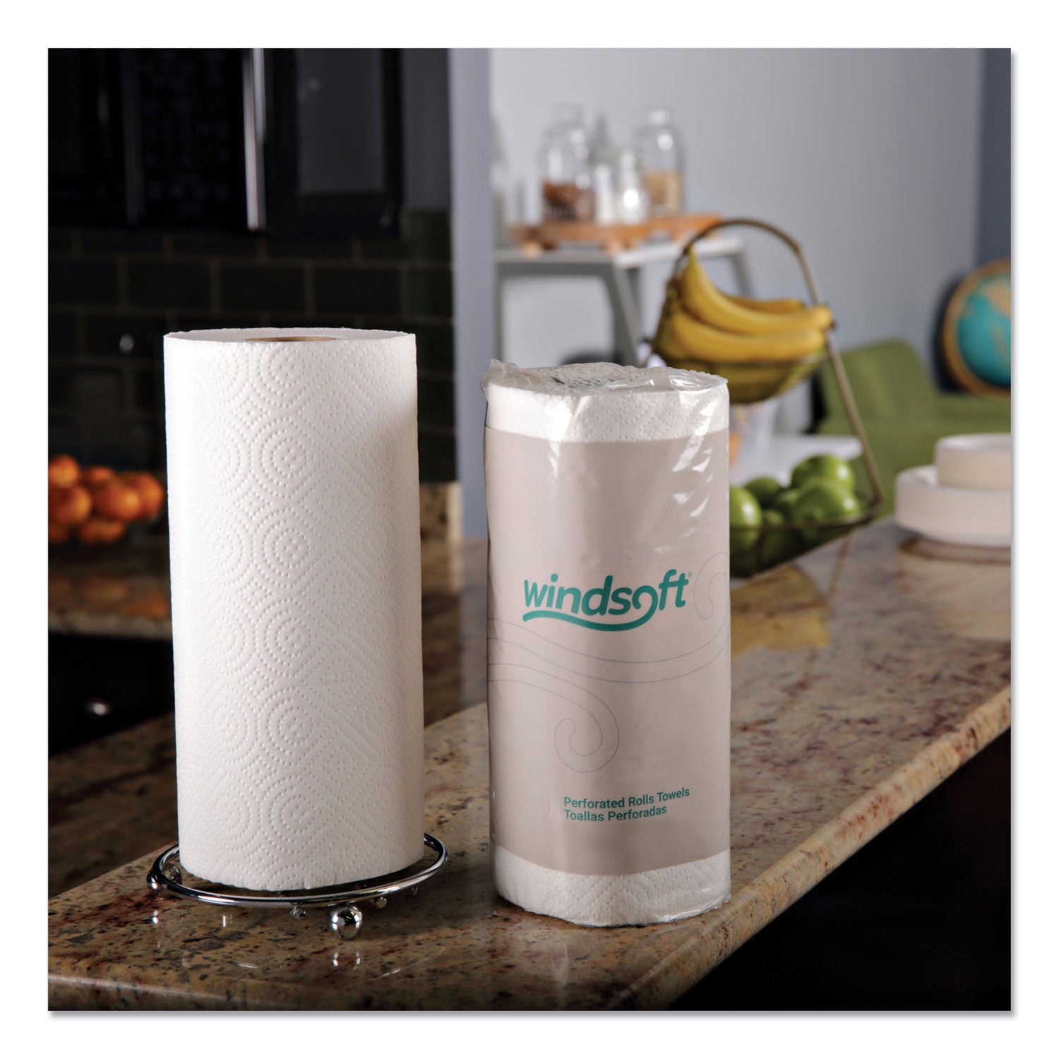 Windsoft® Kitchen Roll Towels, 2-Ply, 11 x 8.8, White, 100/Roll, 30 Rolls/Carton