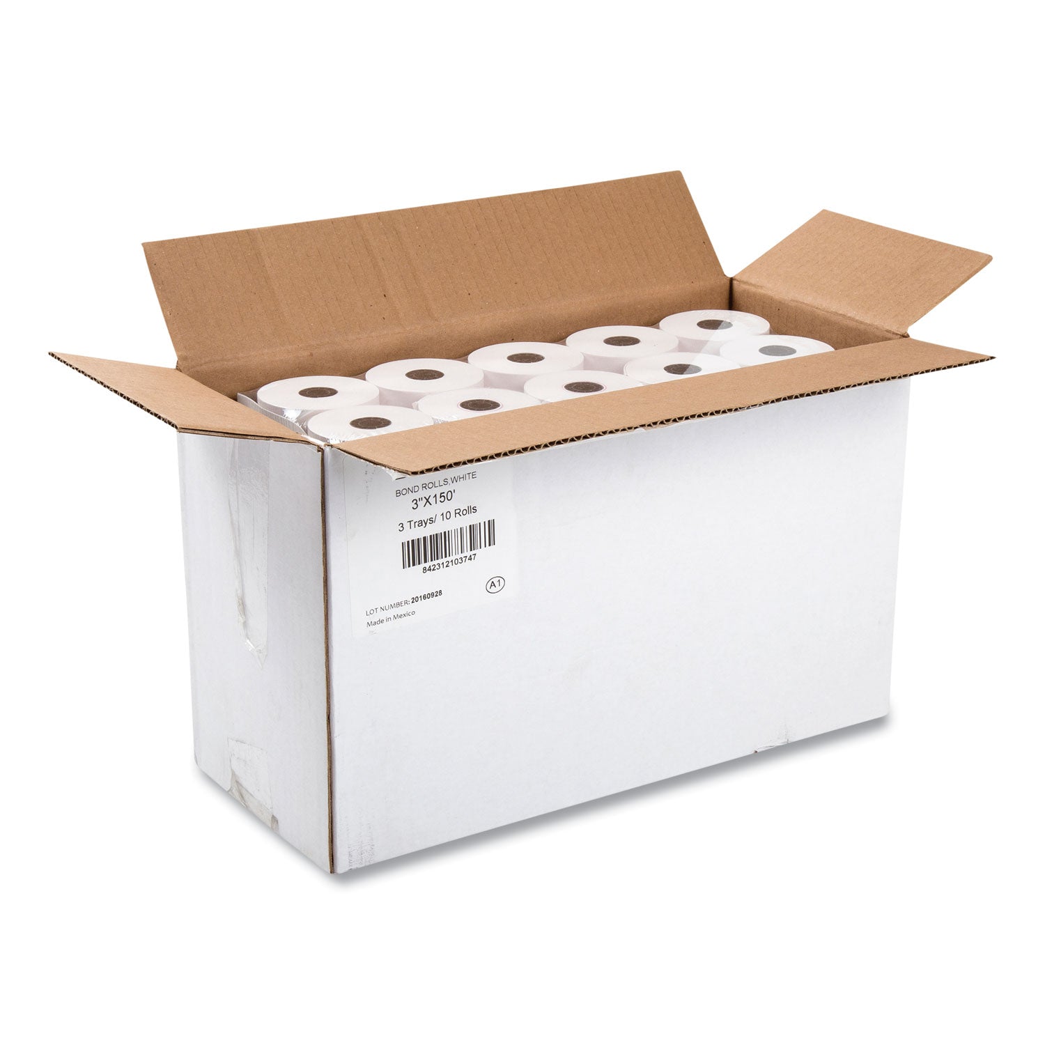 AmerCareRoyal® Register Rolls, 3" X 150 Ft, White, 30/carton