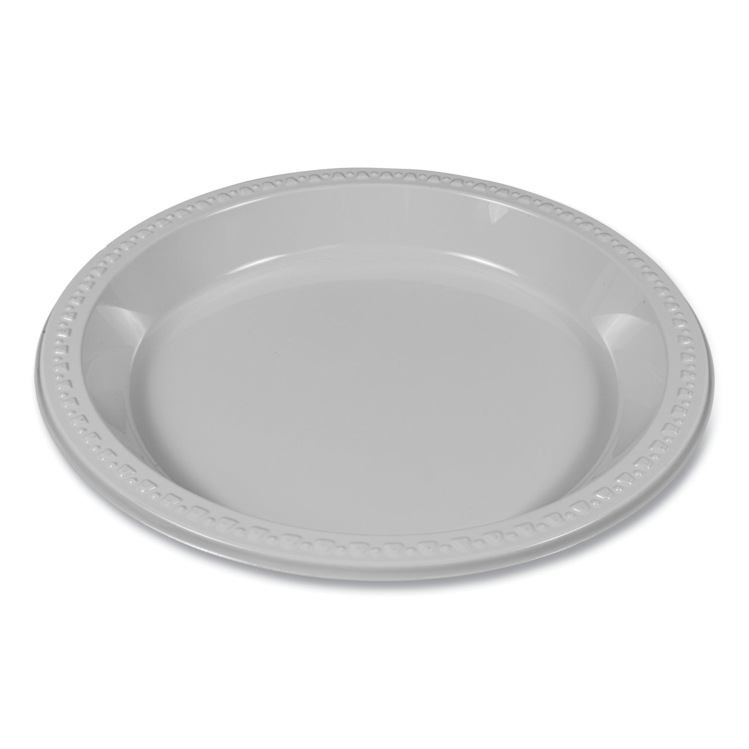Tablemate® Plastic Dinnerware, Plates, 10.25" Dia, White, 125/pack
