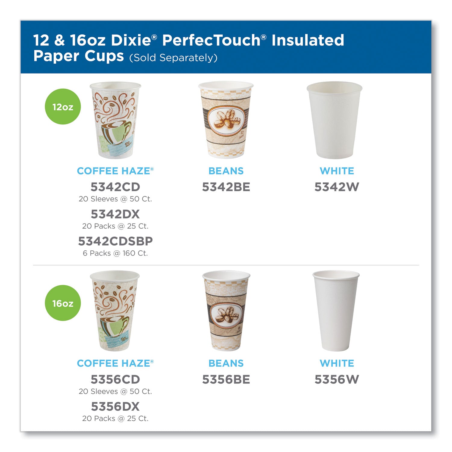 Dixie® Perfectouch Paper Hot Cups, 12 Oz, Coffee Haze Design, Individually Wrapped, 1,000/carton