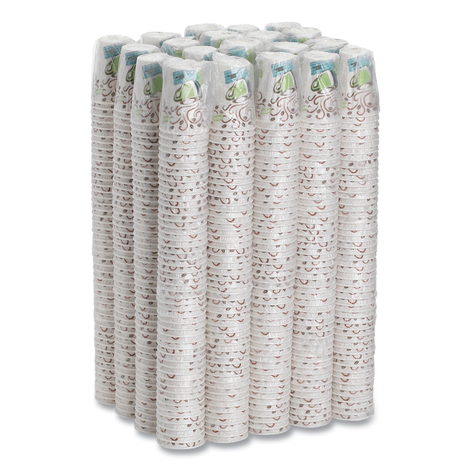 Dixie® Perfectouch Paper Hot Cups, 12 Oz, Coffee Haze Design, Individually Wrapped, 1,000/carton