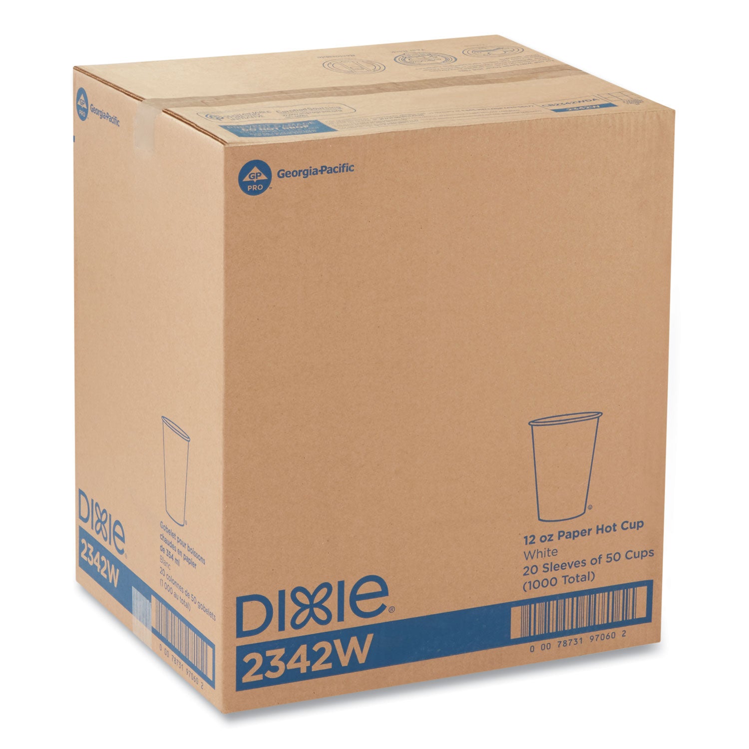 Dixie® Paper Hot Cups, 12 Oz, White, 50/sleeve, 20 Sleeves/carton