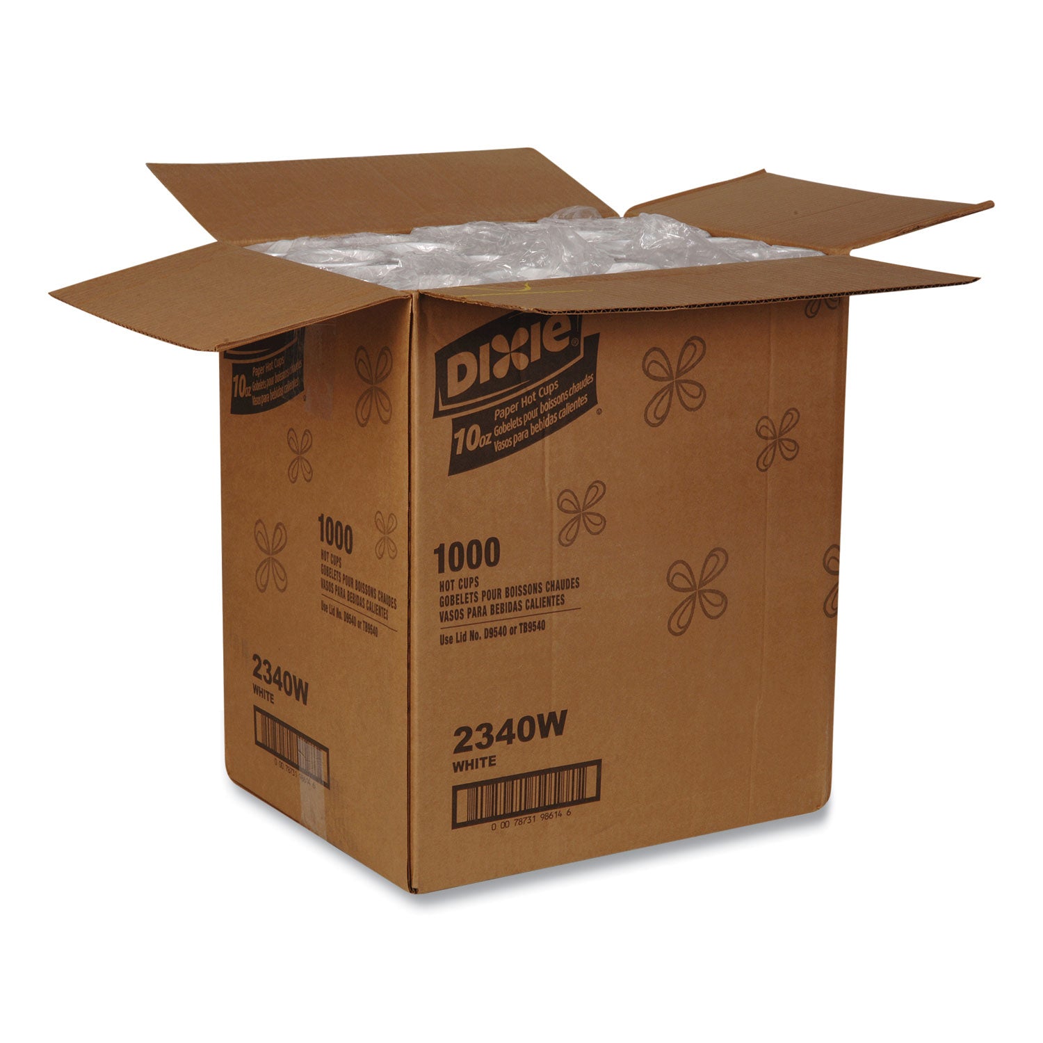 Dixie® Paper Hot Cups, 10 Oz, White, 50/sleeve, 20 Sleeves/carton