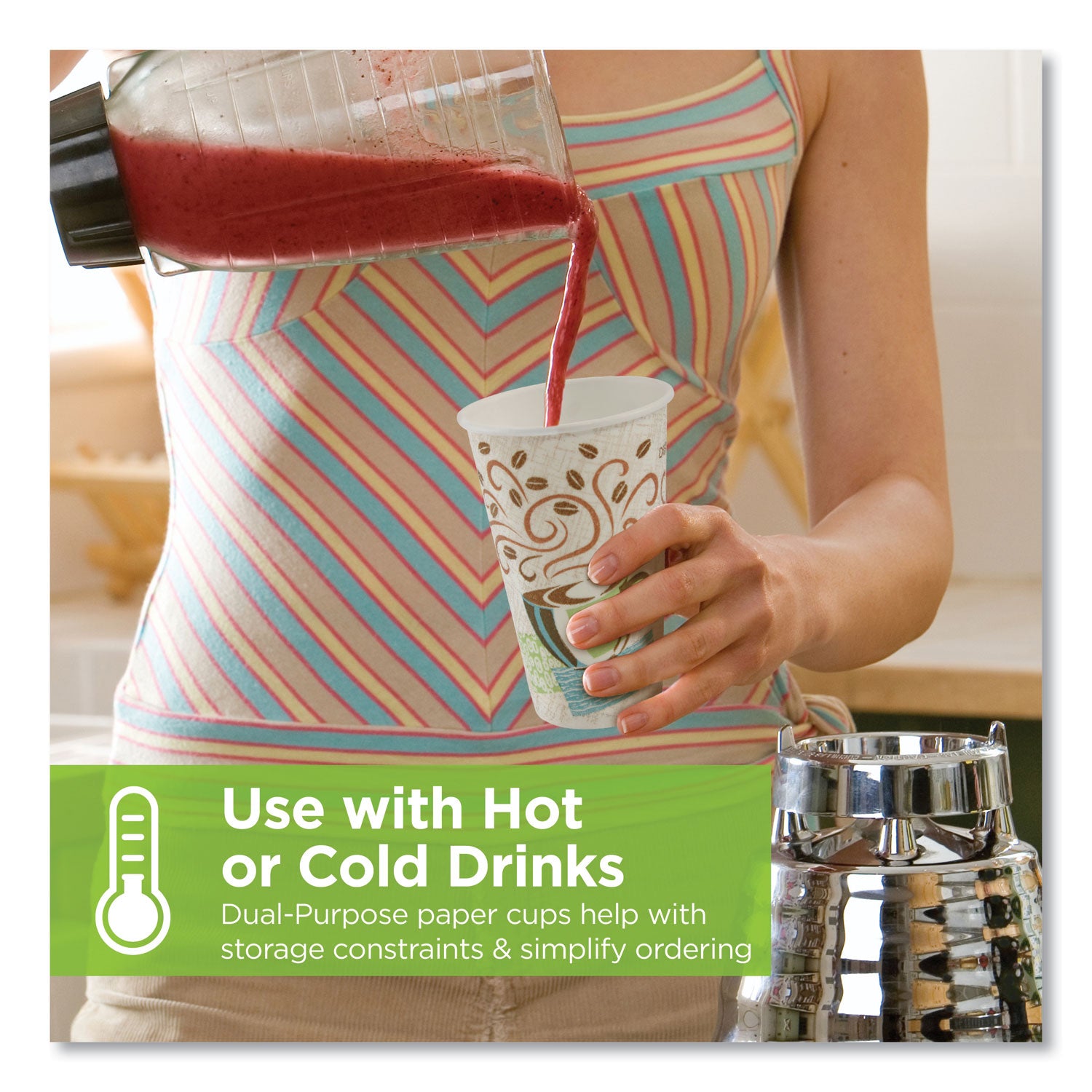 Dixie® PerfecTouch Paper Hot Cups, 10 oz, Coffee Haze Design, 50/Sleeve, 20 Sleeves/Carton