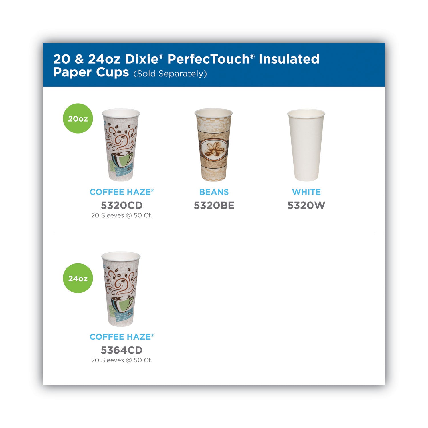 Dixie® Perfectouch Paper Hot Cups, 20 Oz, Coffee Haze Design, 25/pack