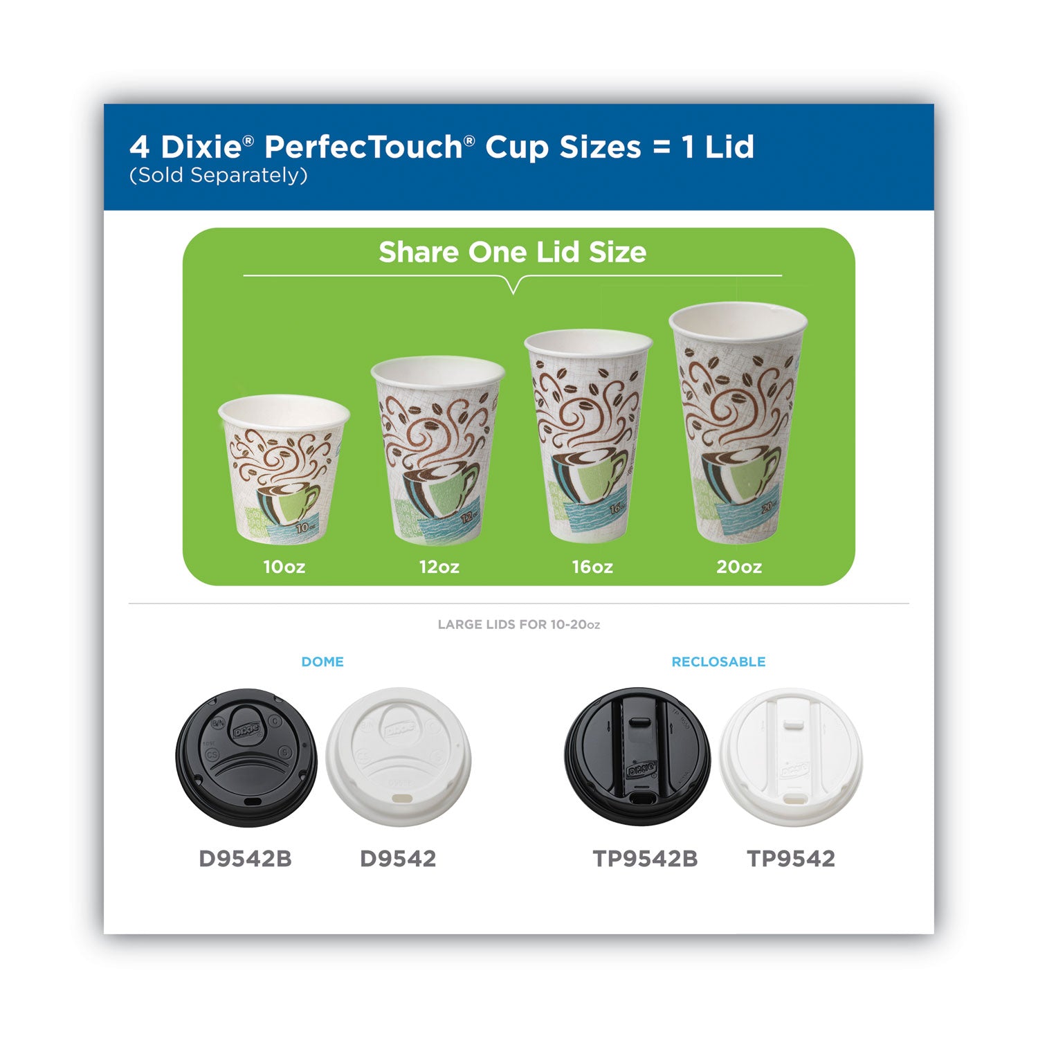 Dixie® PerfecTouch Hot/Cold Cups, 12 oz, Paper, White, 50/Bag, 20 Bags/Carton