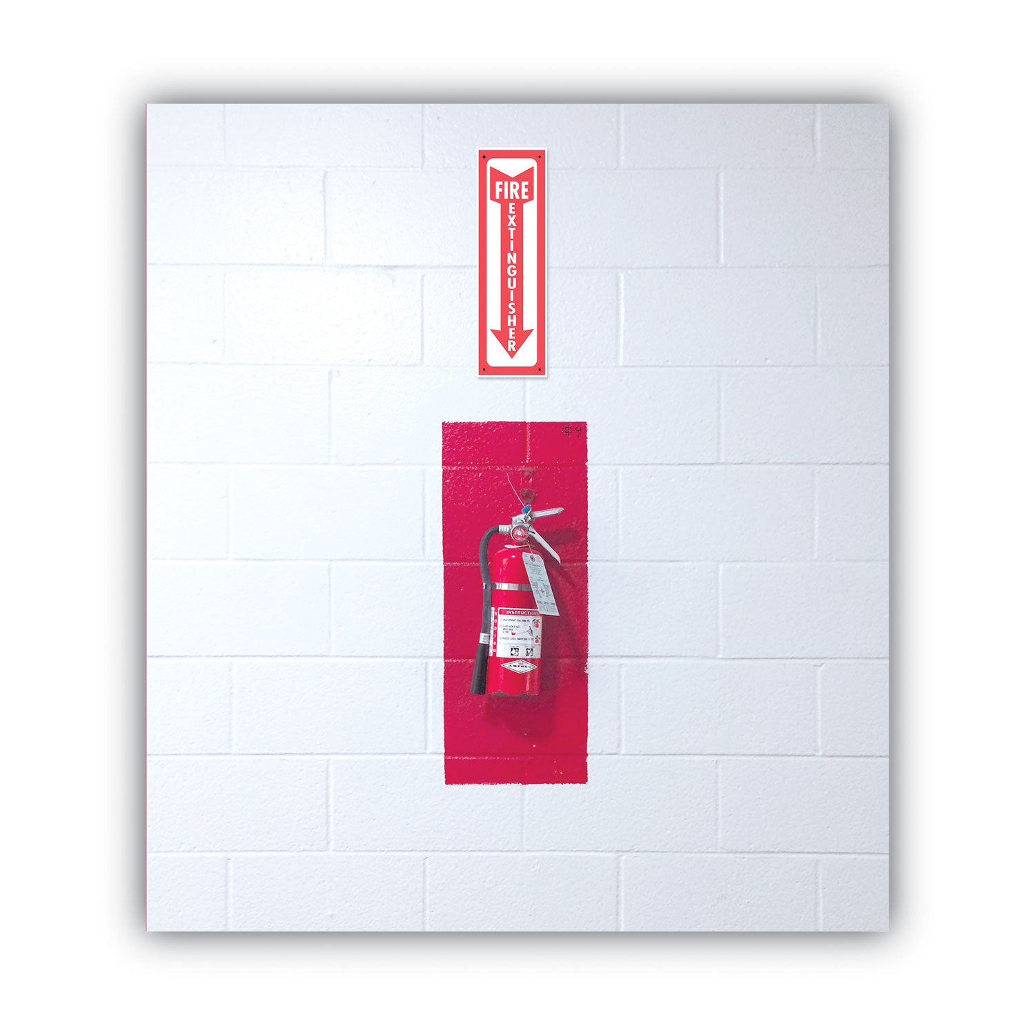 COSCO Glow-In-The-Dark Safety Sign, Fire Extinguisher, 4 X 13, Red