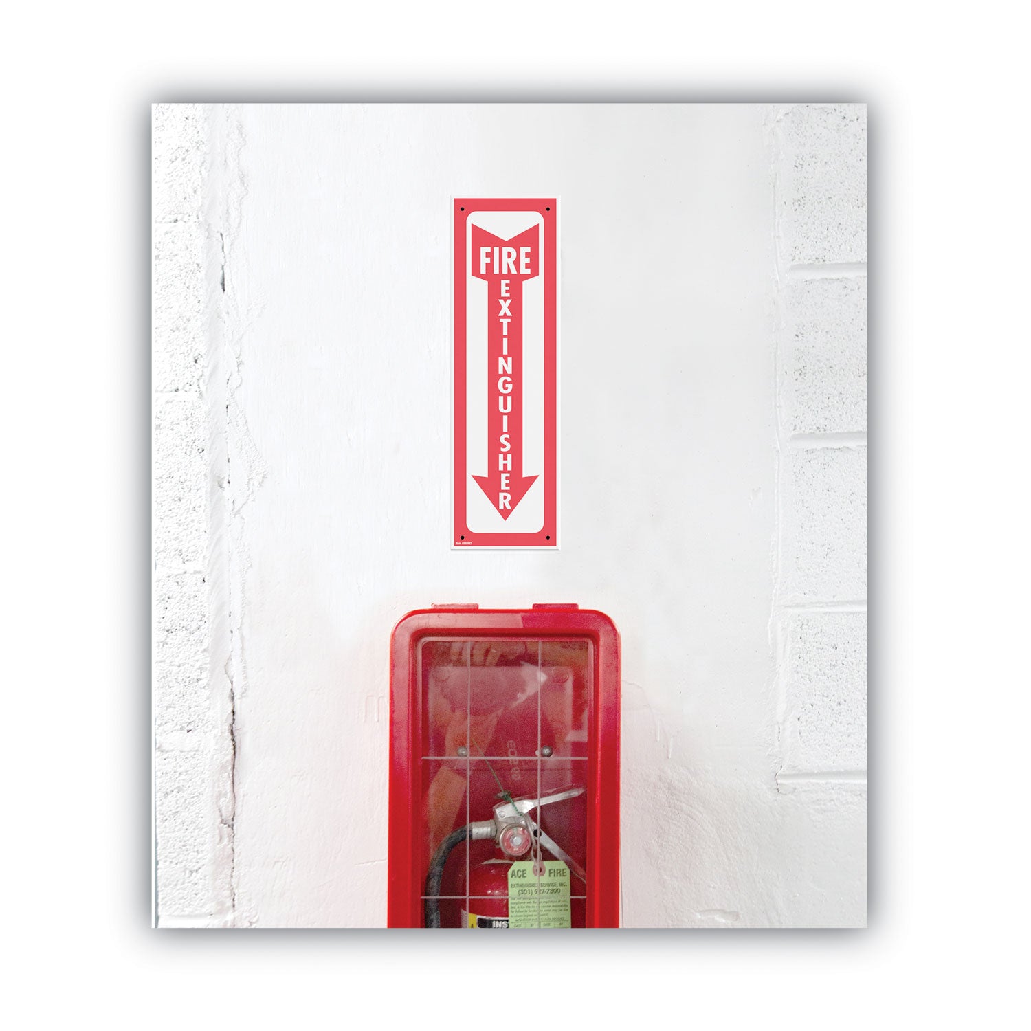 COSCO Glow-In-The-Dark Safety Sign, Fire Extinguisher, 4 X 13, Red