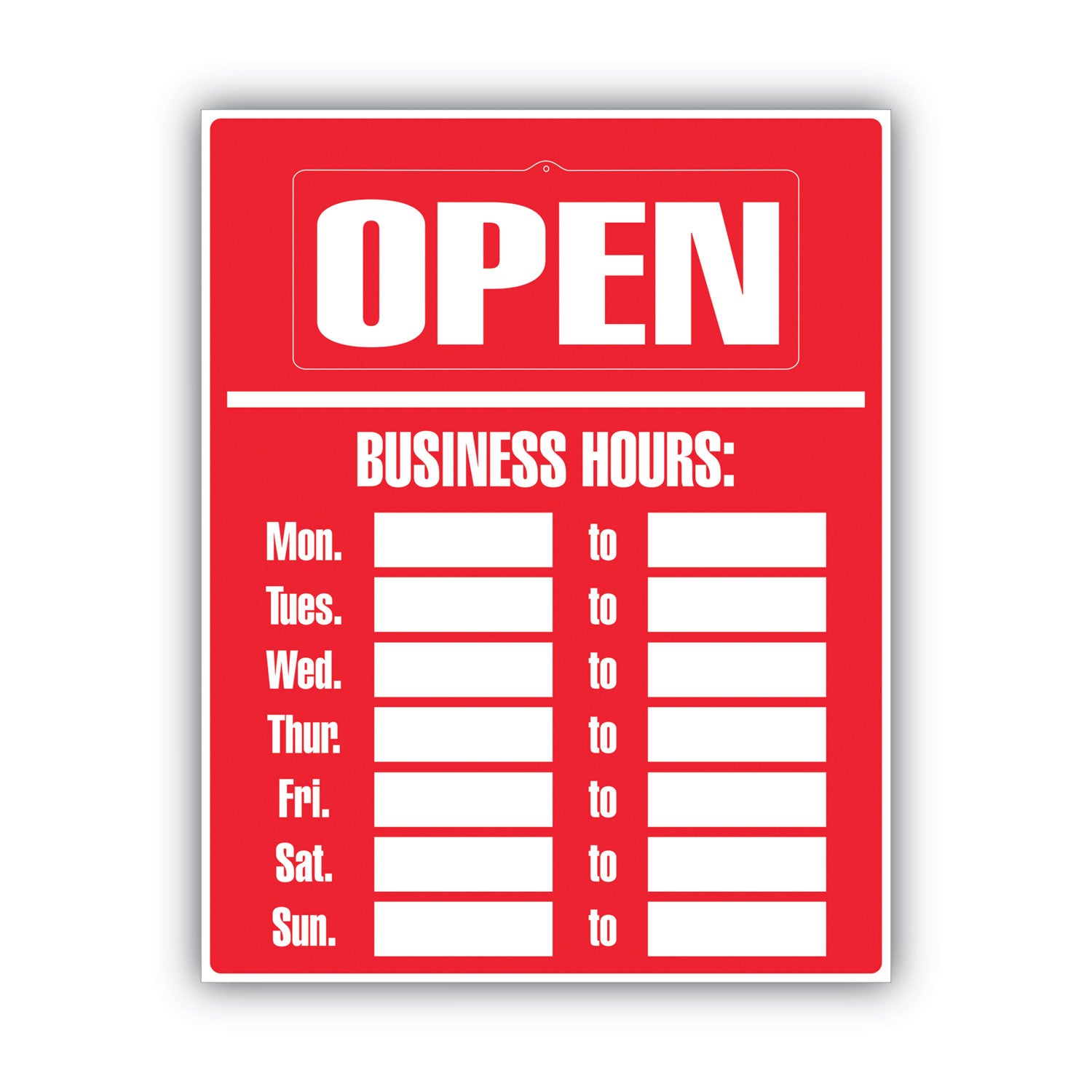 COSCO Business Hours Sign Kit, 15 X 19, Red