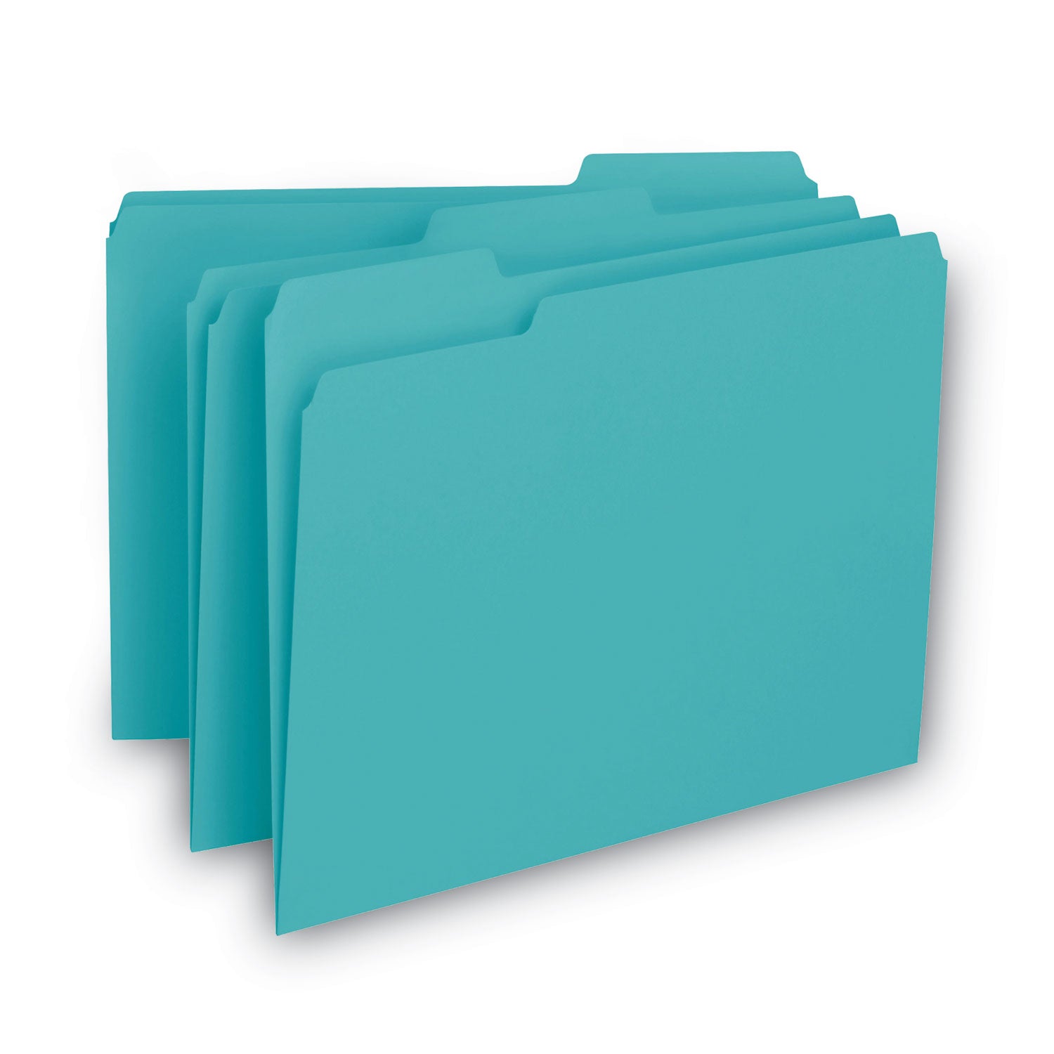Smead Interior File Folders, 1/3-Cut Tabs: Assorted, Letter Size, 0.75" Expansion, Aqua, 100/Box