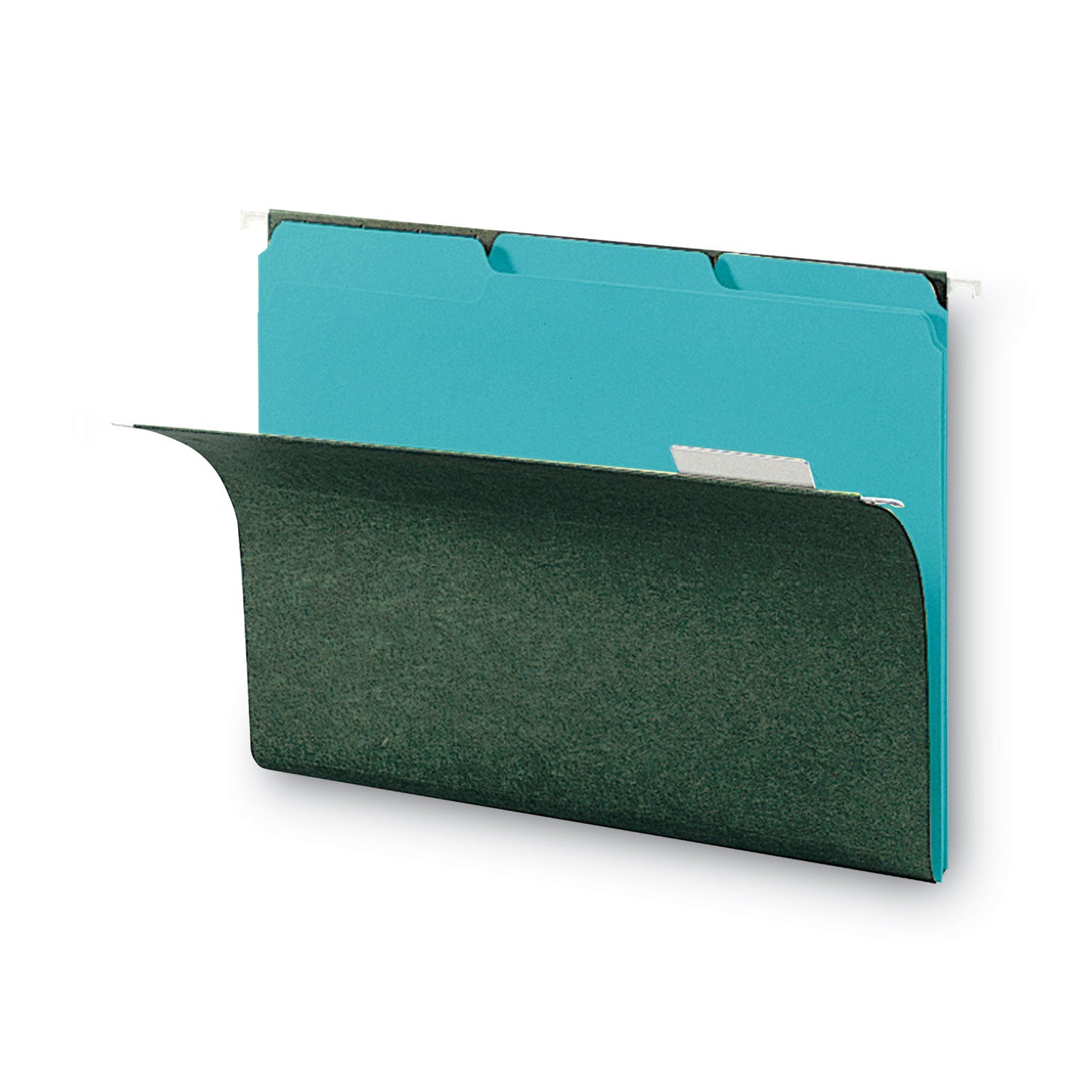 Smead Interior File Folders, 1/3-Cut Tabs: Assorted, Letter Size, 0.75" Expansion, Aqua, 100/Box