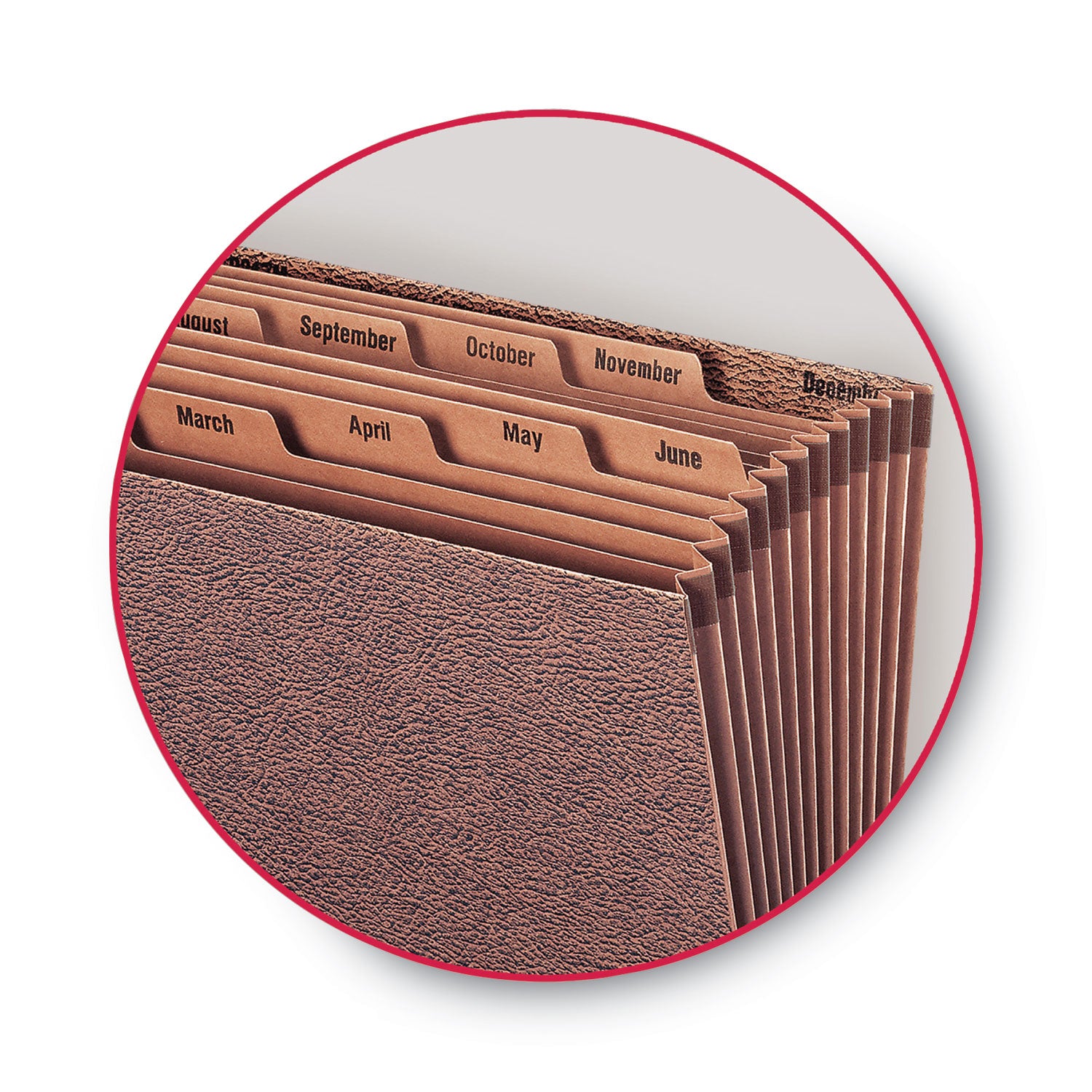 Smead TUFF Expanding Open-Top Stadium File, 12 Sections, 1/12-Cut Tabs, Letter Size, Redrope