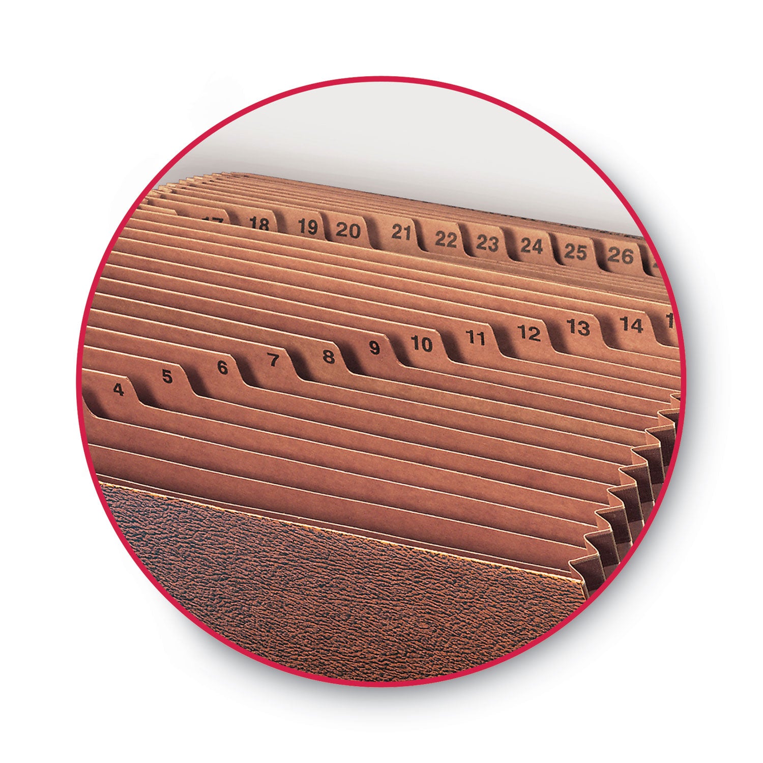 Smead TUFF Expanding Open-Top Stadium File, 31 Sections, 1/31-Cut Tabs, Letter Size, Redrope