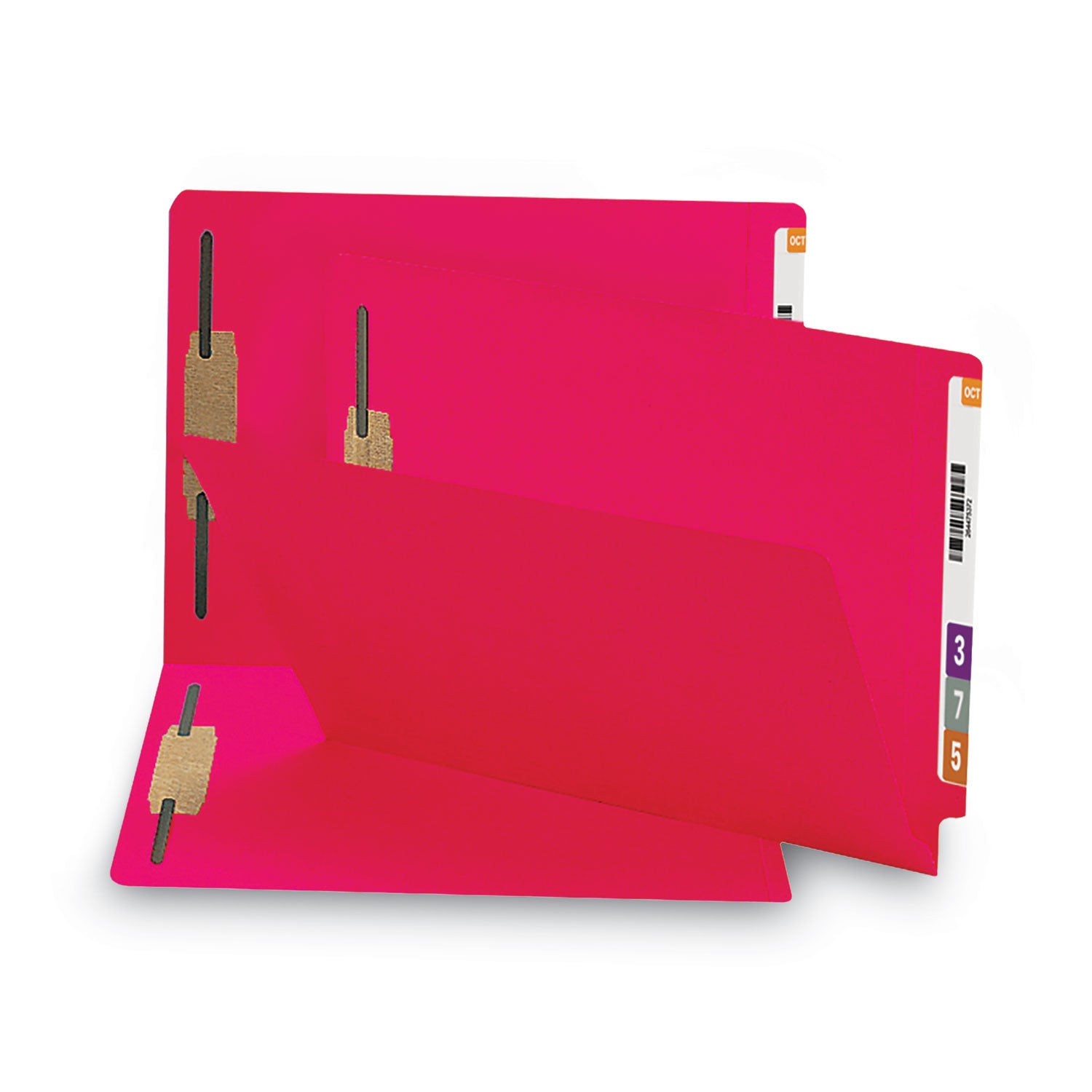 Smead Heavyweight Colored End Tab Fastener Folders, 0.75" Expansion, 2 Fasteners, Legal Size, Red Exterior, 50/Box