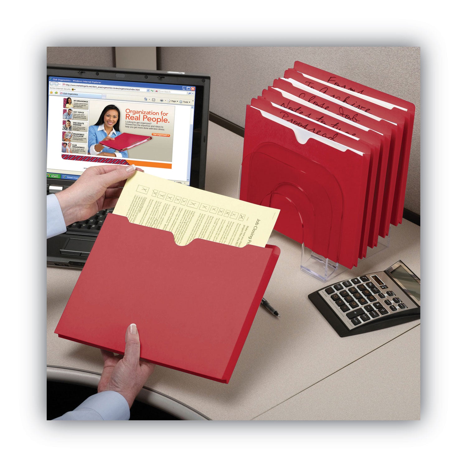 Smead Colored File Jackets With Reinforced Double-Ply Tab, Straight Tab, Letter Size, Red, 50/box