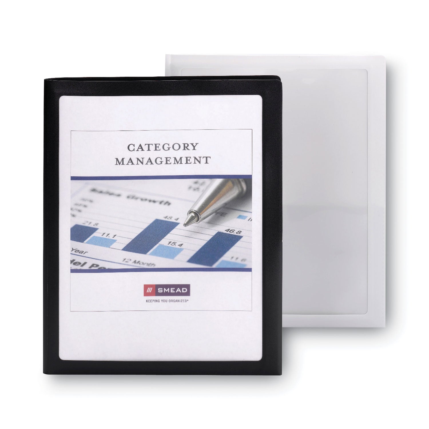 Smead Frame View Poly Two-Pocket Folder, 100-Sheet Capacity, 11 X 8.5, Clear/black, 5/pack