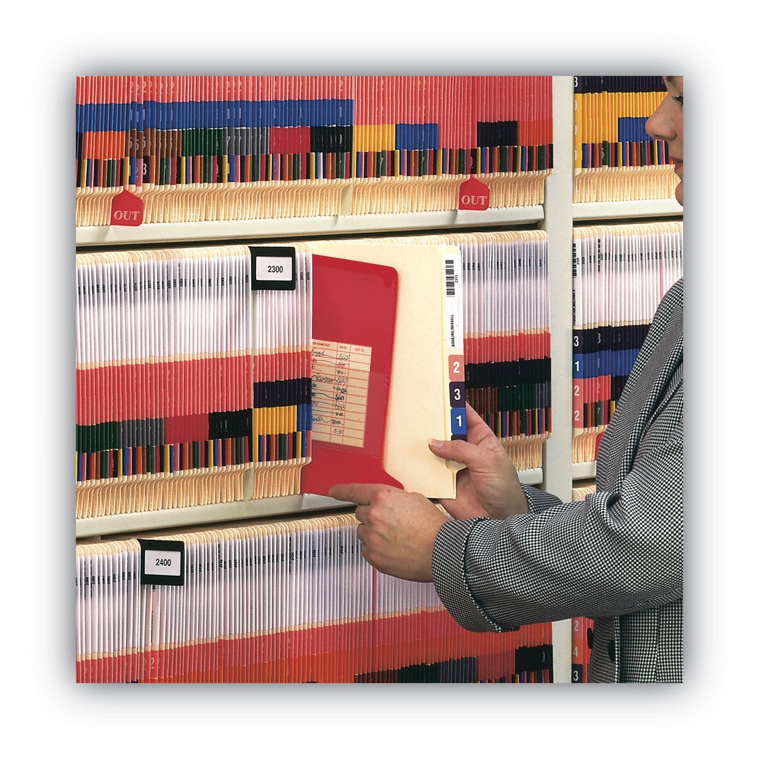 Smead Colored Poly Out Guides With Pockets, 1/3-Cut End Tab, Out, 8.5 X 11, Red, 25/box