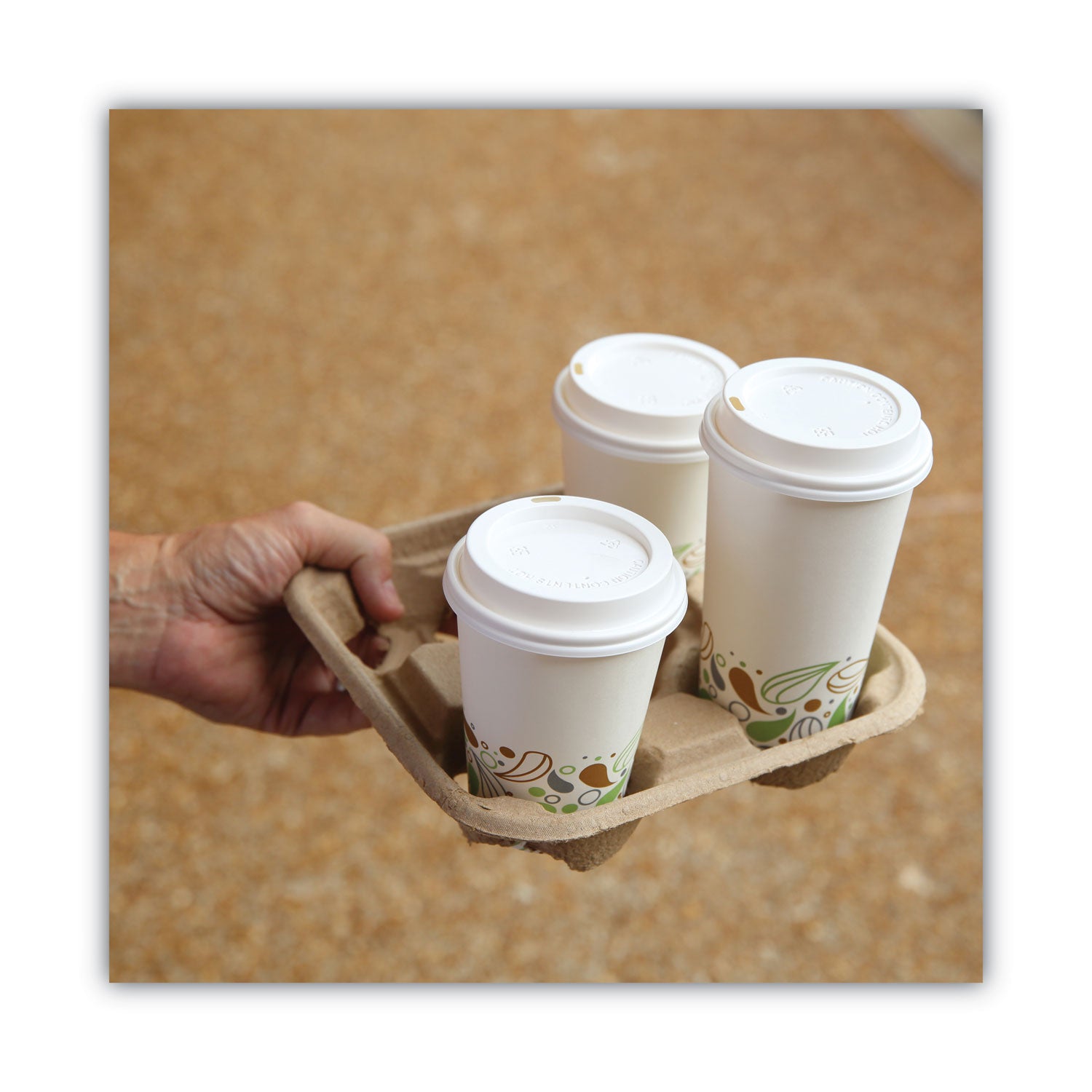 Boardwalk® Cup Carrier Tray, 8 Oz To 32 Oz, Four Cups, Kraft, 300/carton