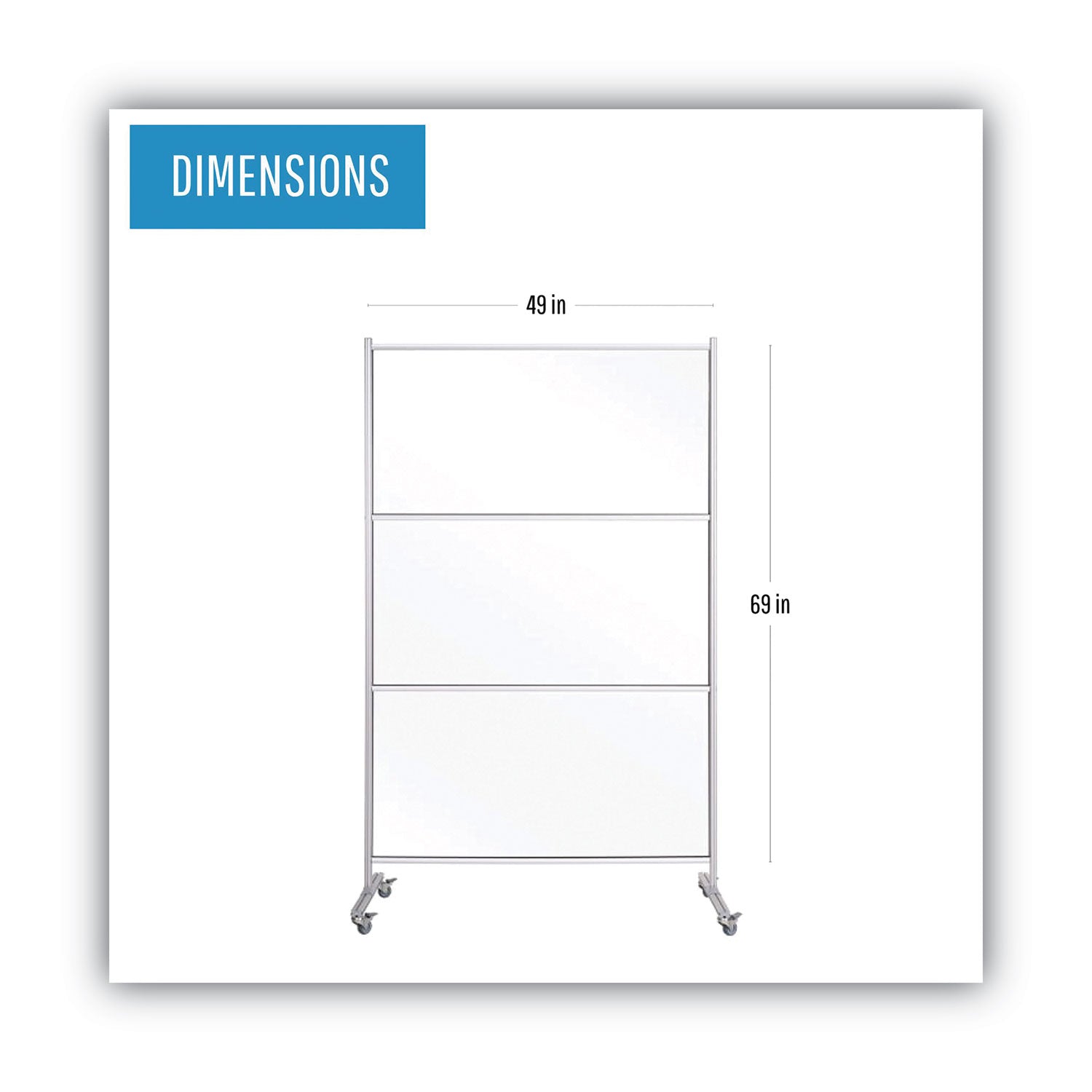 MasterVision® Protector Series Mobile Glass Panel Divider, 49 X 22 X 69, Clear/aluminum