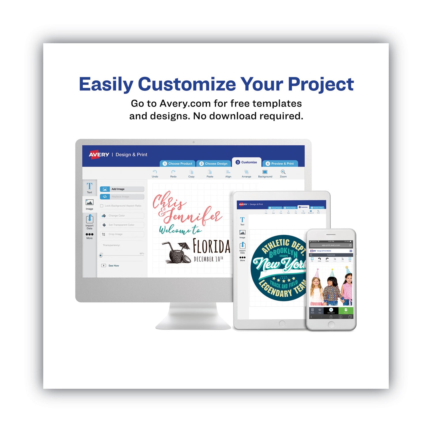 Avery® Fabric Transfers, 8.5 X 11, White, 5/Pack