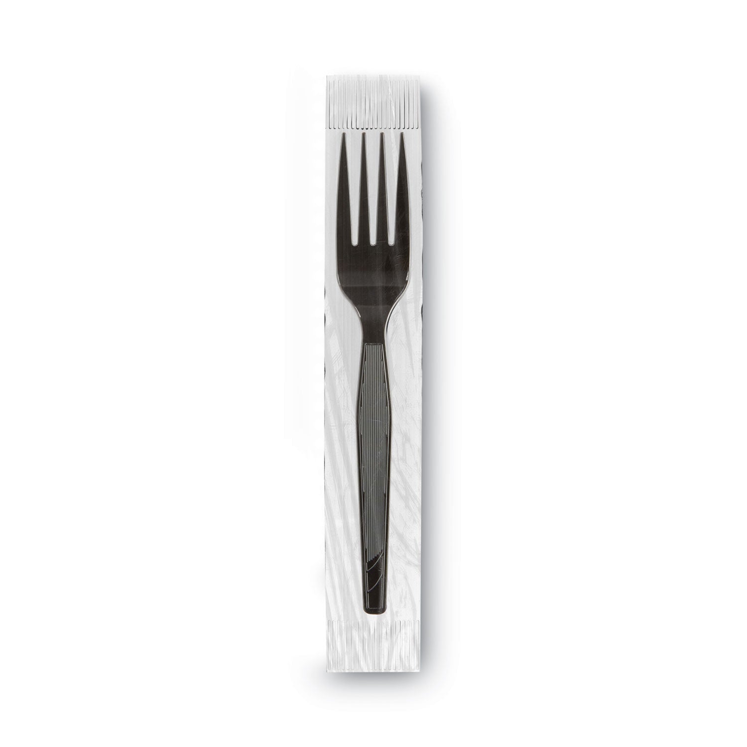 Dixie® Grab'N Go Wrapped Cutlery, Fork, Plastic, Black, 90/Box, 6 Boxes/Carton