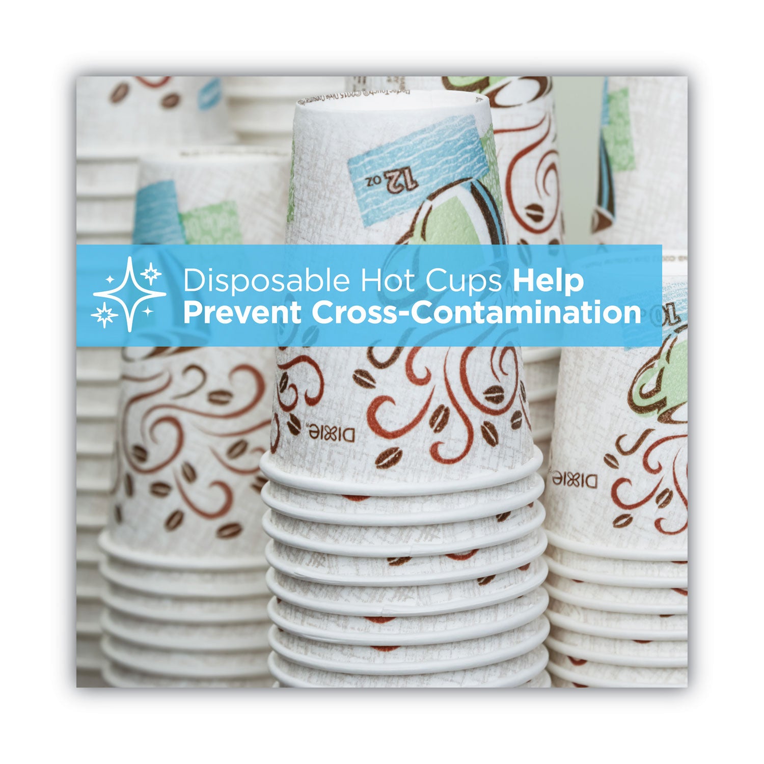 Dixie® PerfecTouch Paper Hot Cups and Lids Combo, 10 oz, Coffee Haze Design, 50/Pack, 6 Packs/Carton