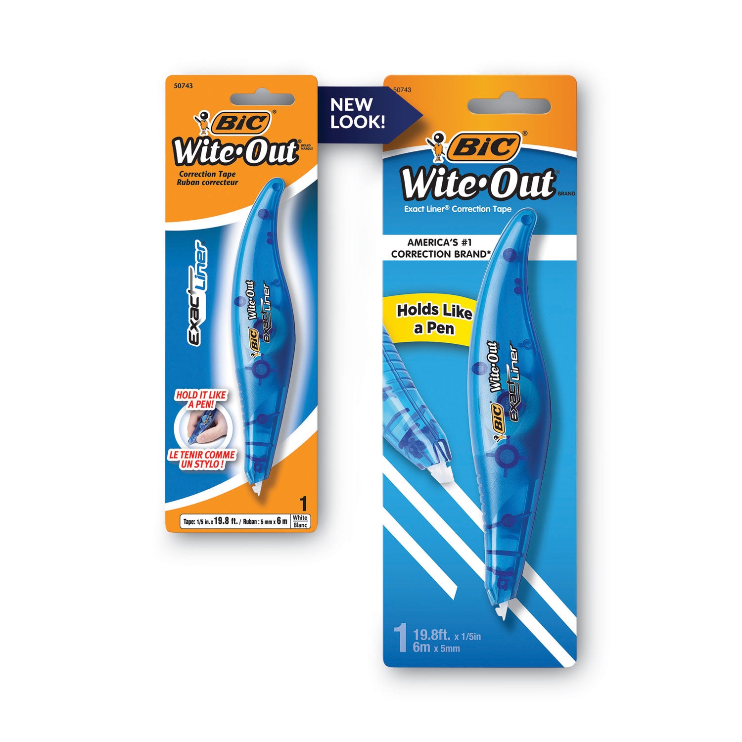BIC® Wite-Out Brand Exact Liner Correction Tape, Non-Refillable, Blue Applicator, 0.2" x 236"