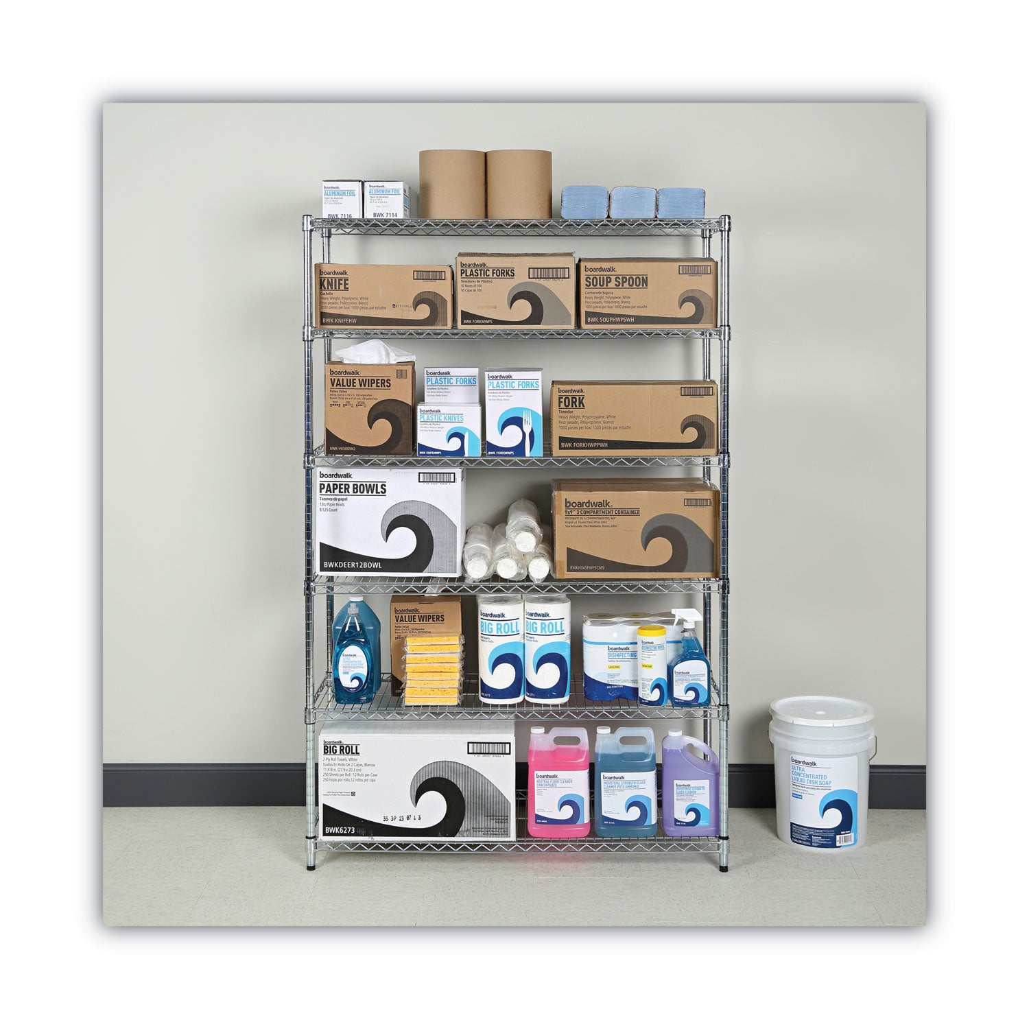 Alera® Nsf Certified 6-Shelf Wire Shelving Kit, 48w X 18d X 72h, Silver
