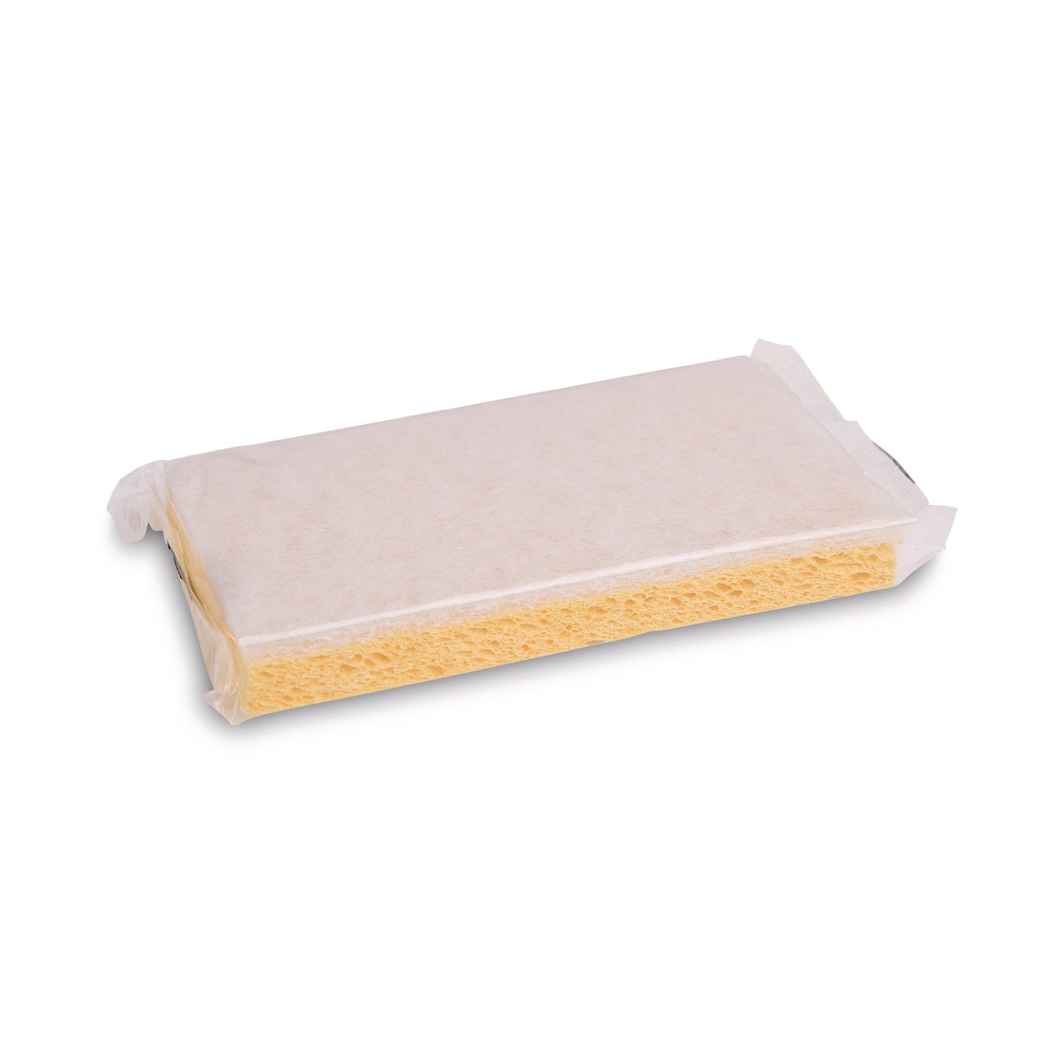 Boardwalk® Light-Duty Scrubbing Sponge, Individually Wrapped, 3.6 x 6.1, 0.7" Thick, Yellow/White, 20/Carton