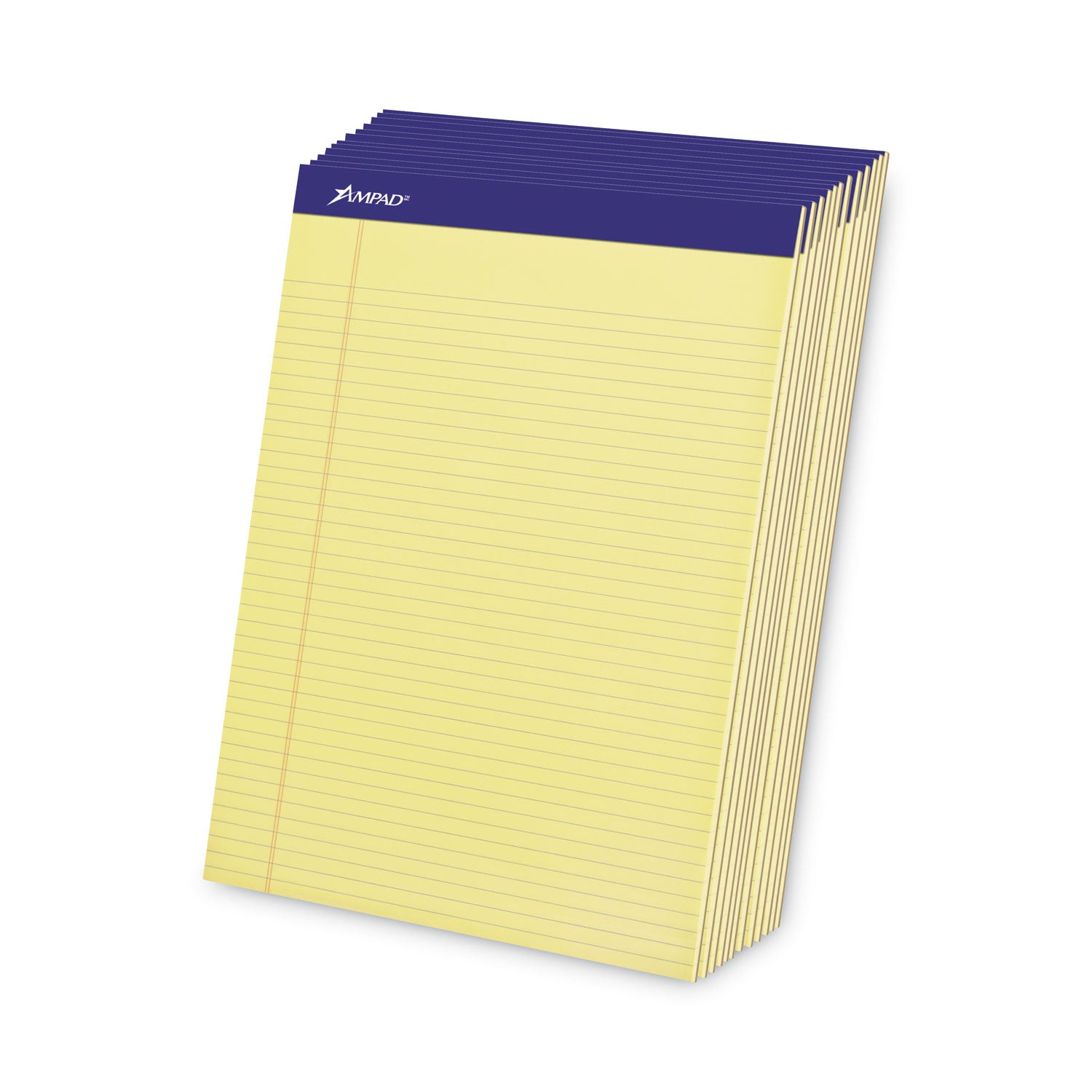 Ampad® Perforated Writing Pads, Narrow Rule, 50 Canary-Yellow 8.5 X 11.75 Sheets, Dozen