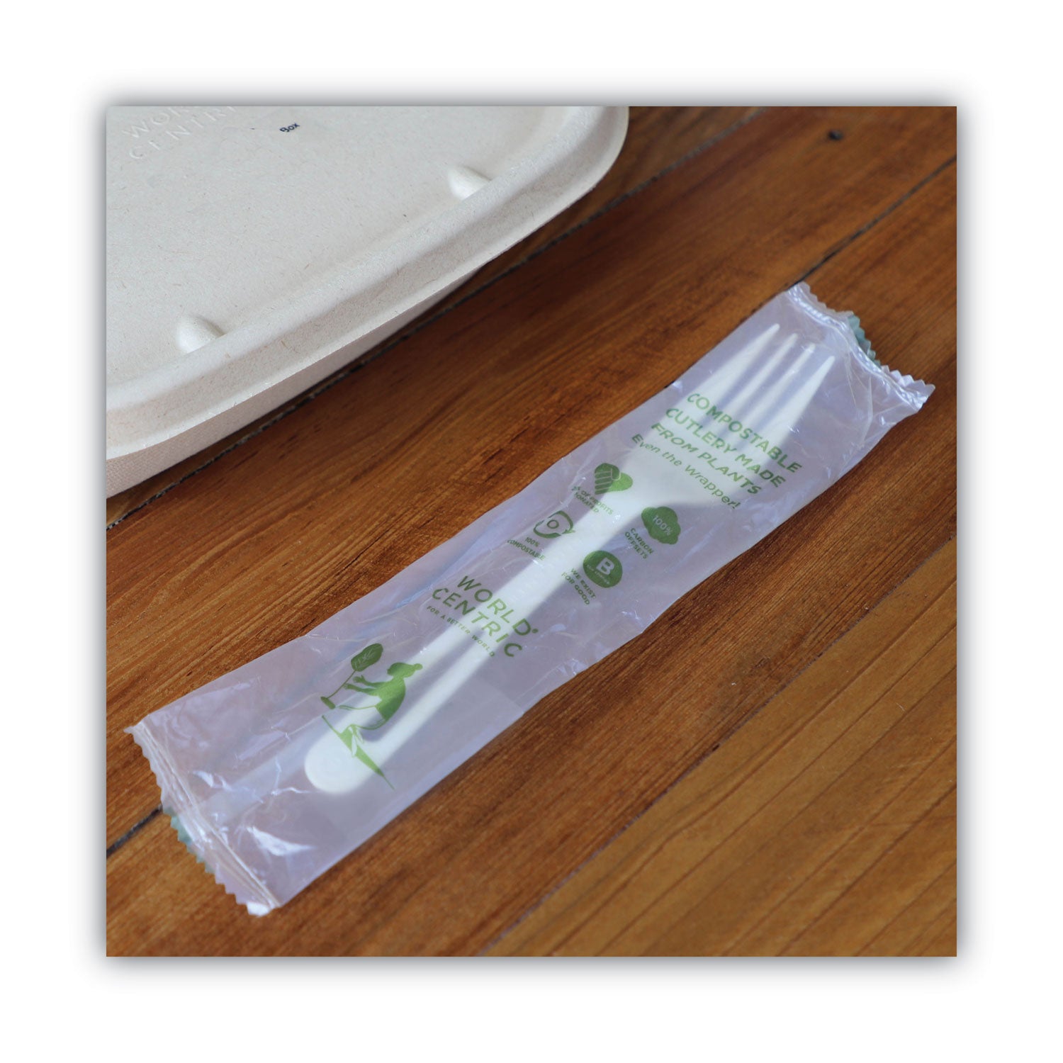 World Centric® TPLA Compostable Cutlery, Fork, Plastic, White, 750/Carton